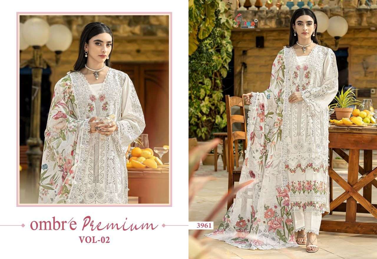 SHREE FAB OMBRE PREMIUM VOL-02 3961 TO 3961-D SERIES PURE COTTON EMBROIDERY PAKISTANI DRESSES-00201