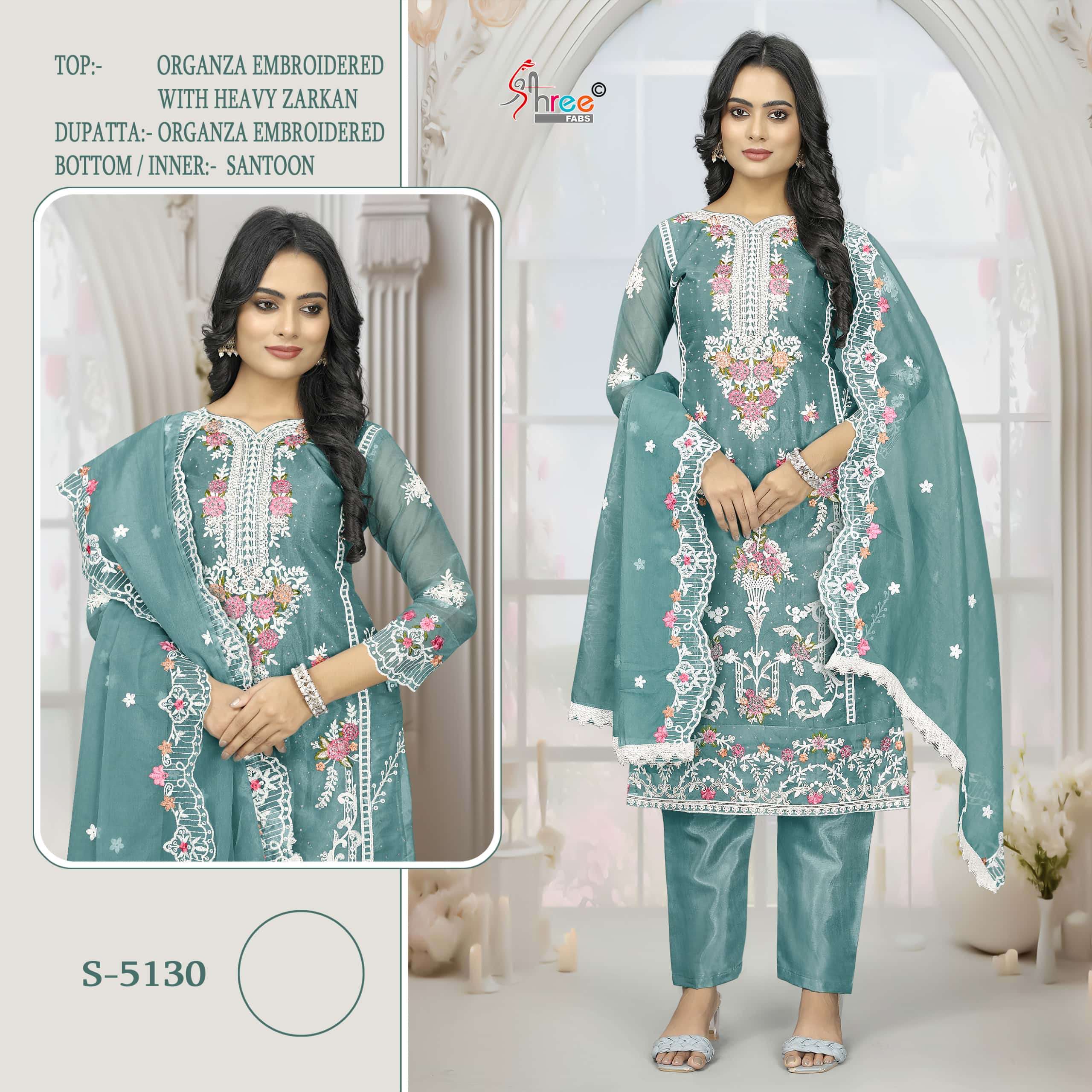 SHREE FAB S-5130 SERIES PURE ORGANZA EMBROIDERY PAKISTANI DRESS-00201