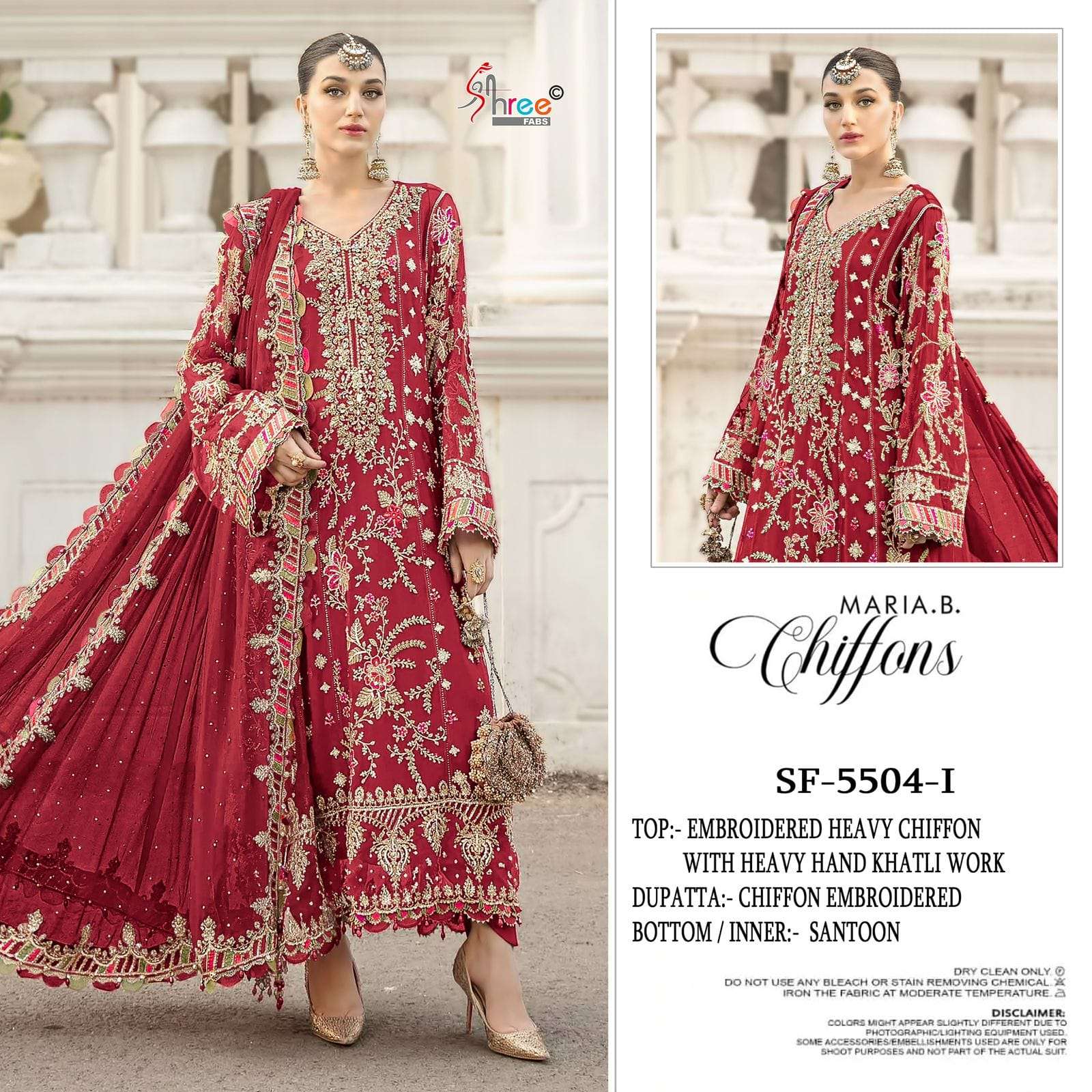 SHREE FAB SF-5504 I TO L SERIES PURE CHIFFON EMBROIDERY PAKISTANI DRESSES-00201