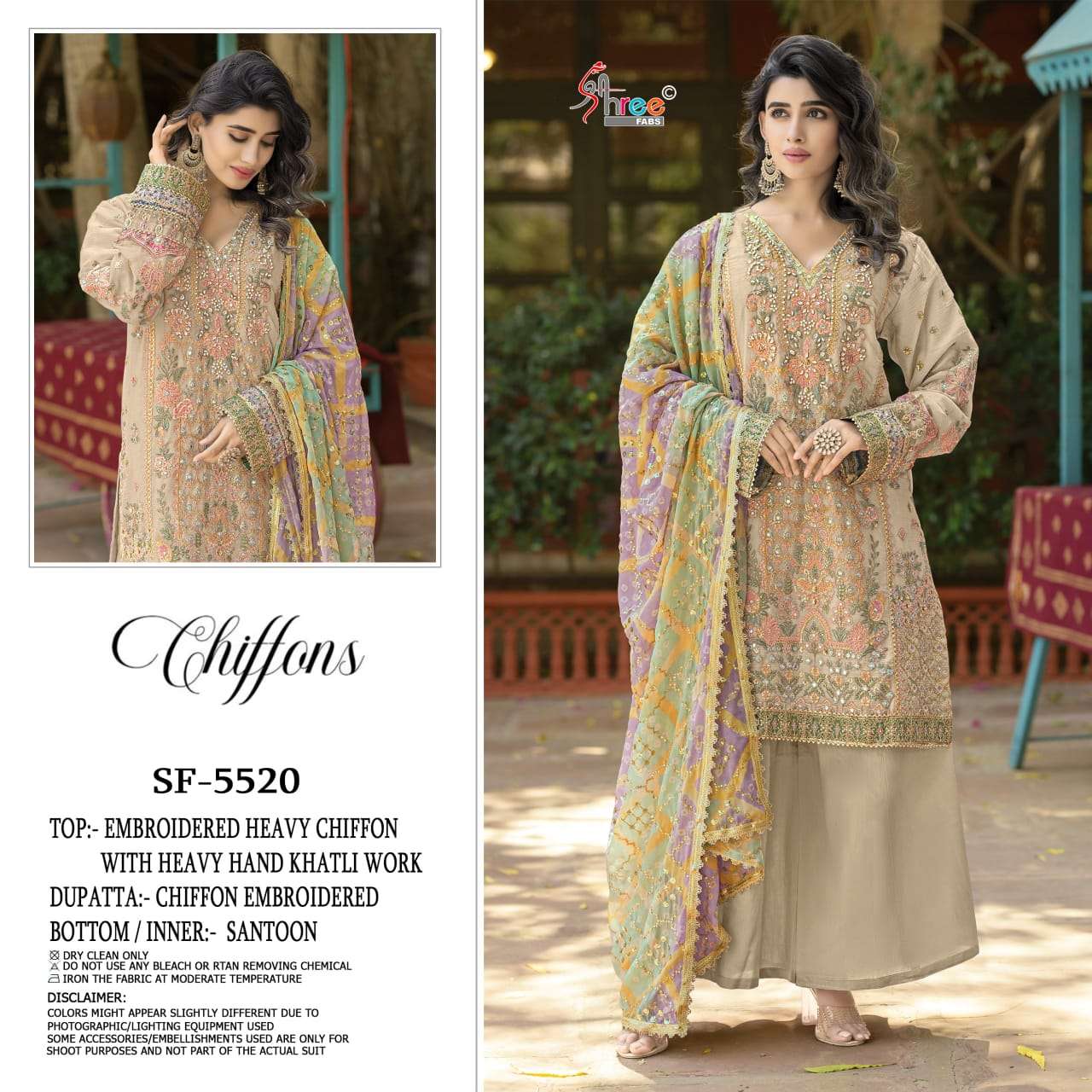 SHREE FAB SF-5520 A TO D SERIES PURE CHIFFON EMBROIDERY PAKISTANI DRESSES-00011