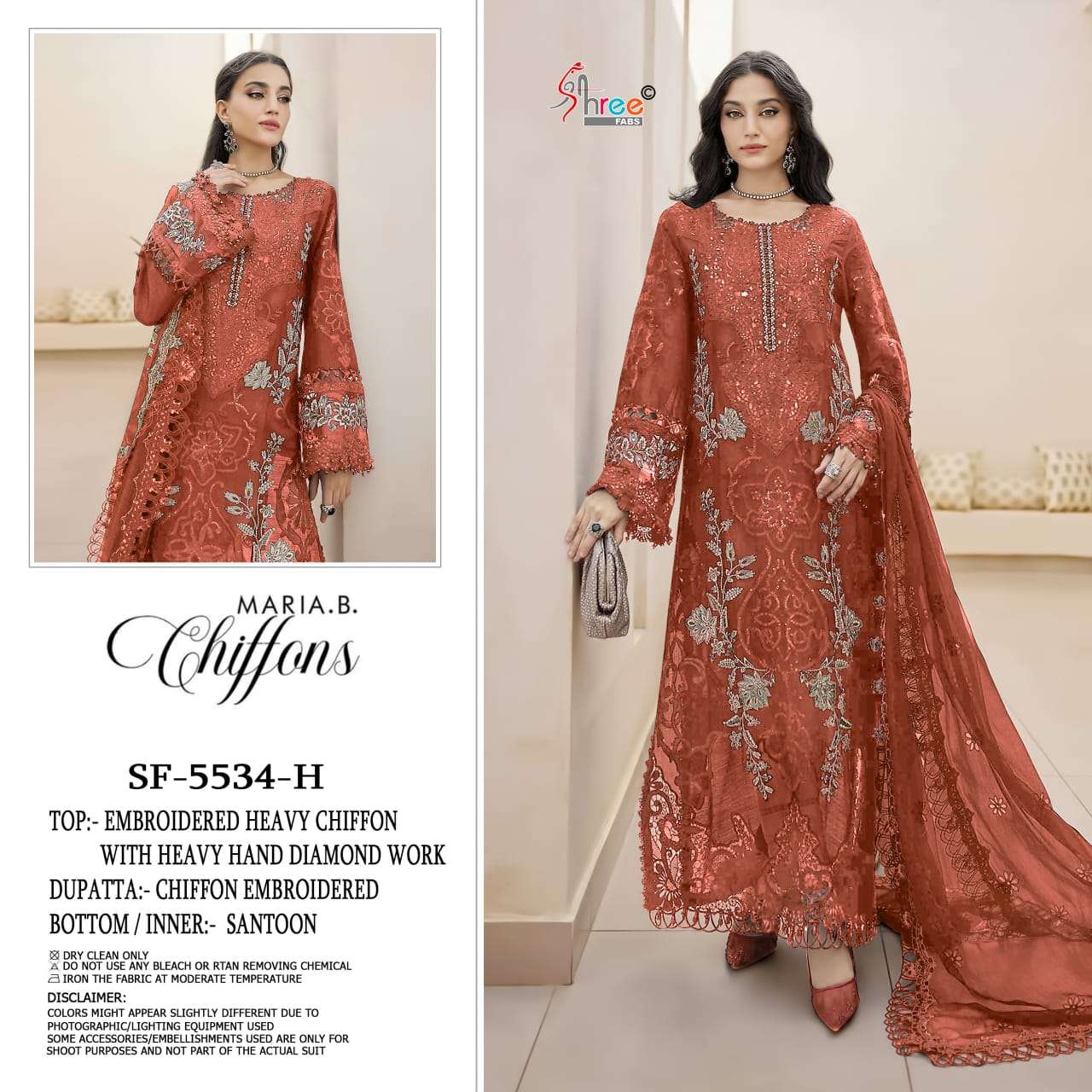 SHREE FAB SF-5534 E TO H SERIES PURE CHIFFON EMBROIDERY PAKISTANI DRESSES-00011