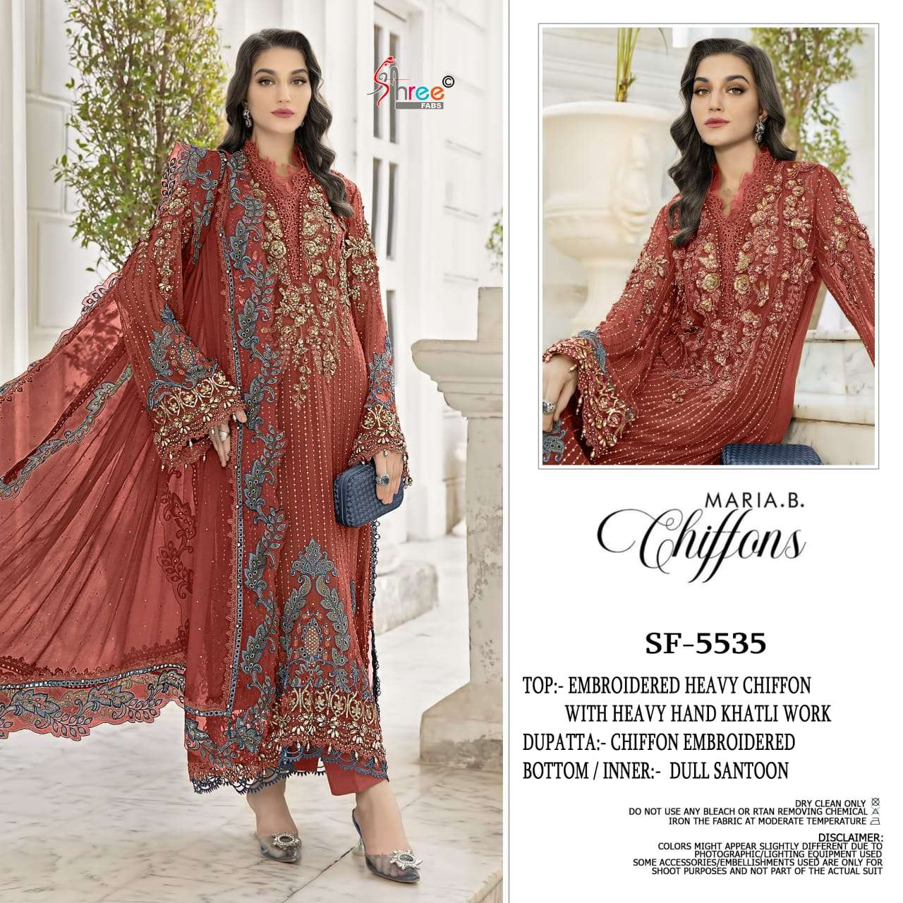 SHREE FAB SF-5535 A TO D SERIES PURE CHIFFON EMBROIDERY PAKISTANI DRESSES-00201
