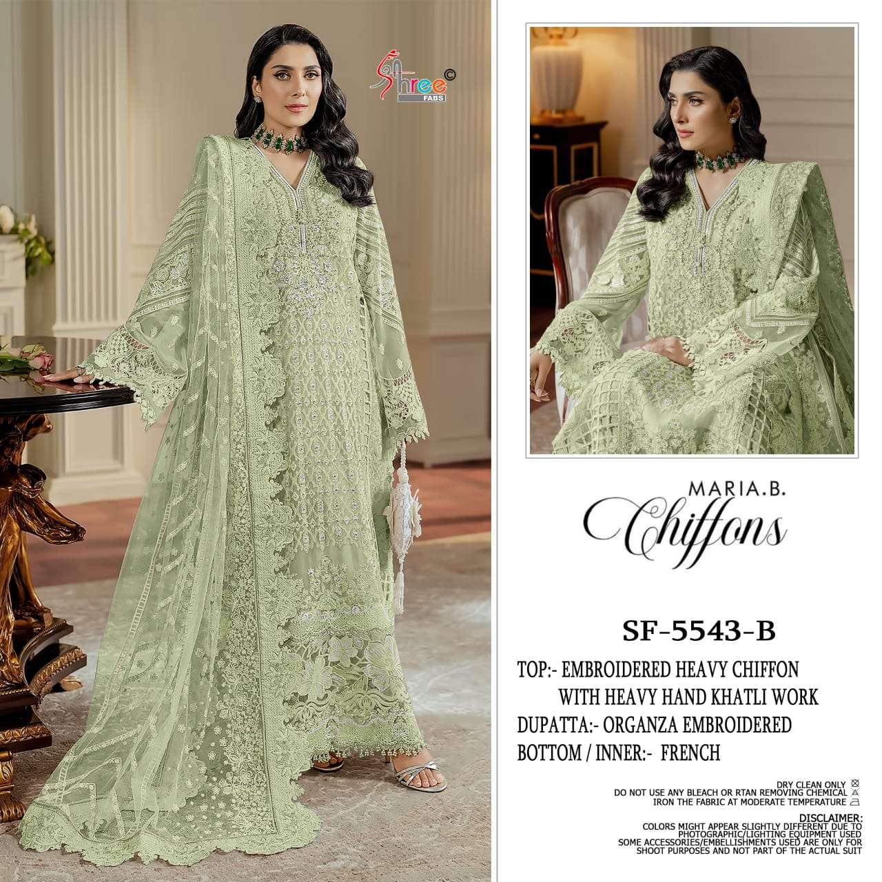 SHREE FAB SF-5543 A TO D SERIES PURE CHIFFON SILK EMBROIDERY PAKISTANI DRESSES-00011
