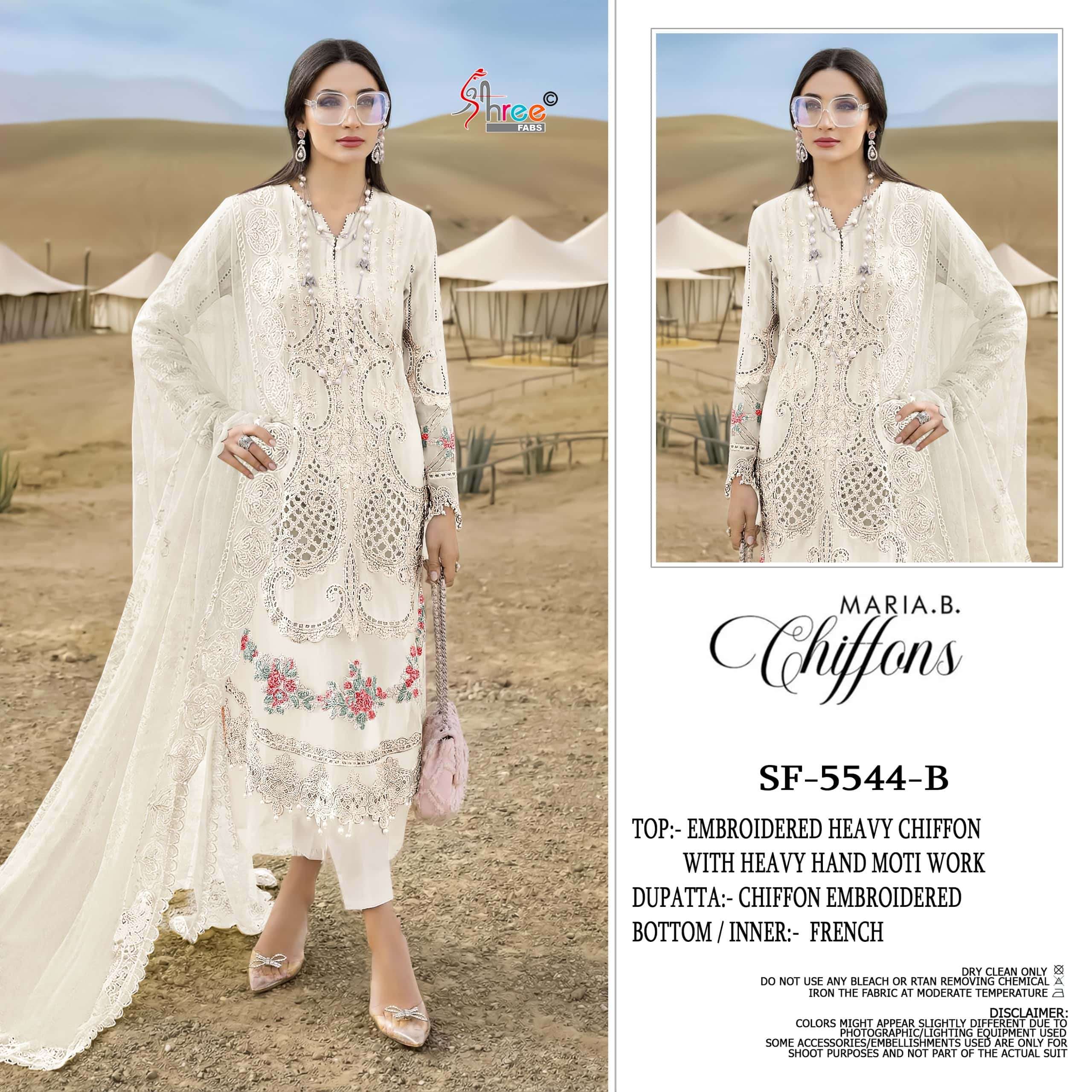 SHREE FAB SF-5544 A TO D SERIES PURE CHIFFON EMBROIDERY PAKISTANI DRESSES-00201