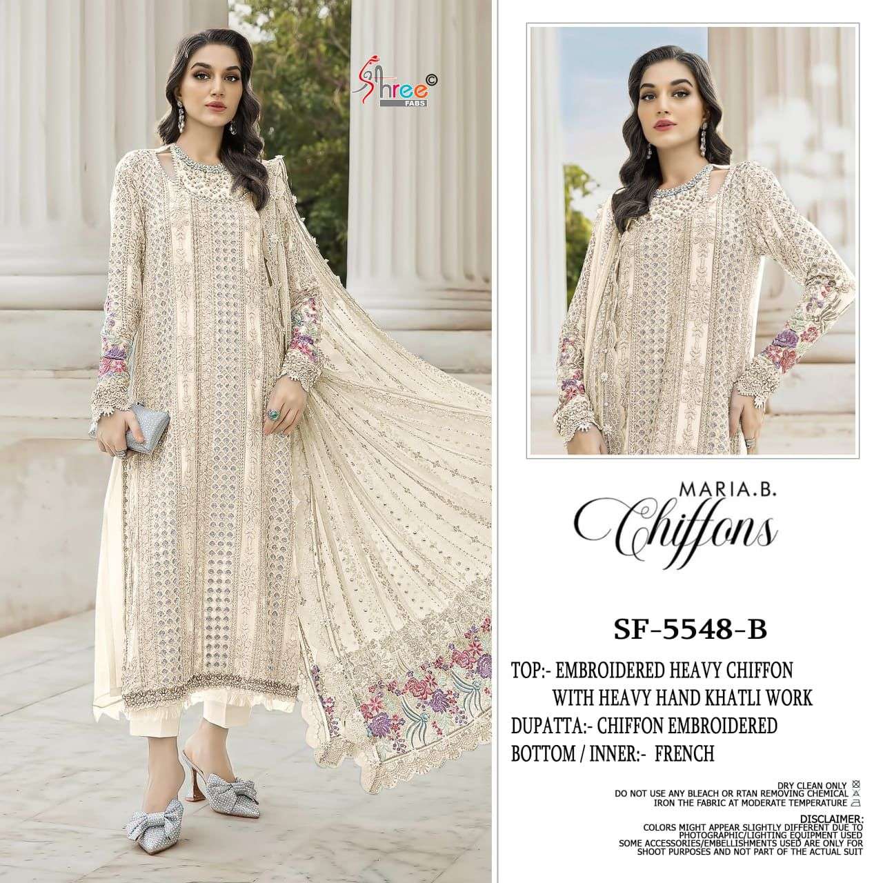 SHREE FAB SF-5548 A TO D SERIS PURE CHIFFON EMBROIDERY PAKISTANI DRESSES-00201