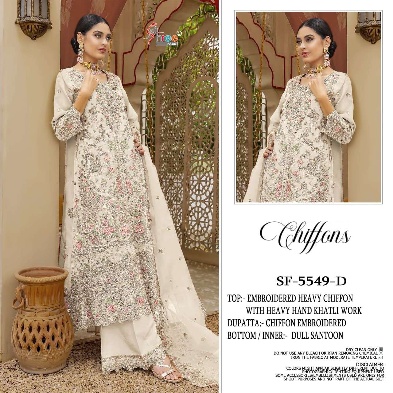 SHREE FAB SF-5549 A TO D SERIES PURE CHIFFON EMBROIDERY PAKISTANI DRESSES-00201