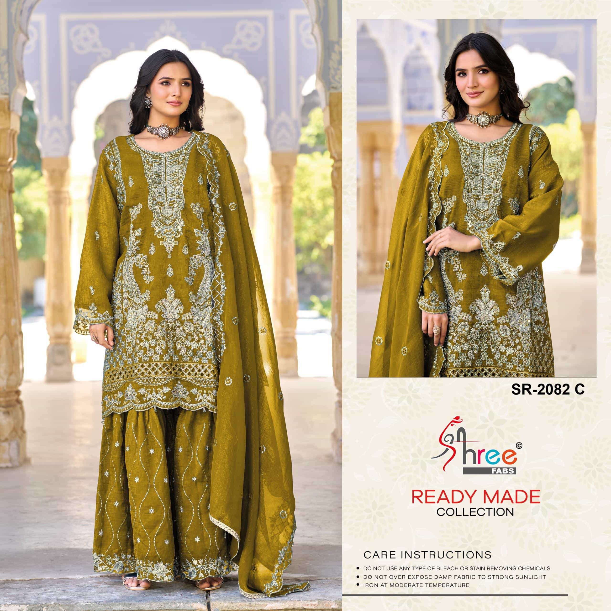 SHREE FAB SR-2082 A TO D SERIES PURE SILK EMBROIDERY PAKISTANI DRESSES-00011