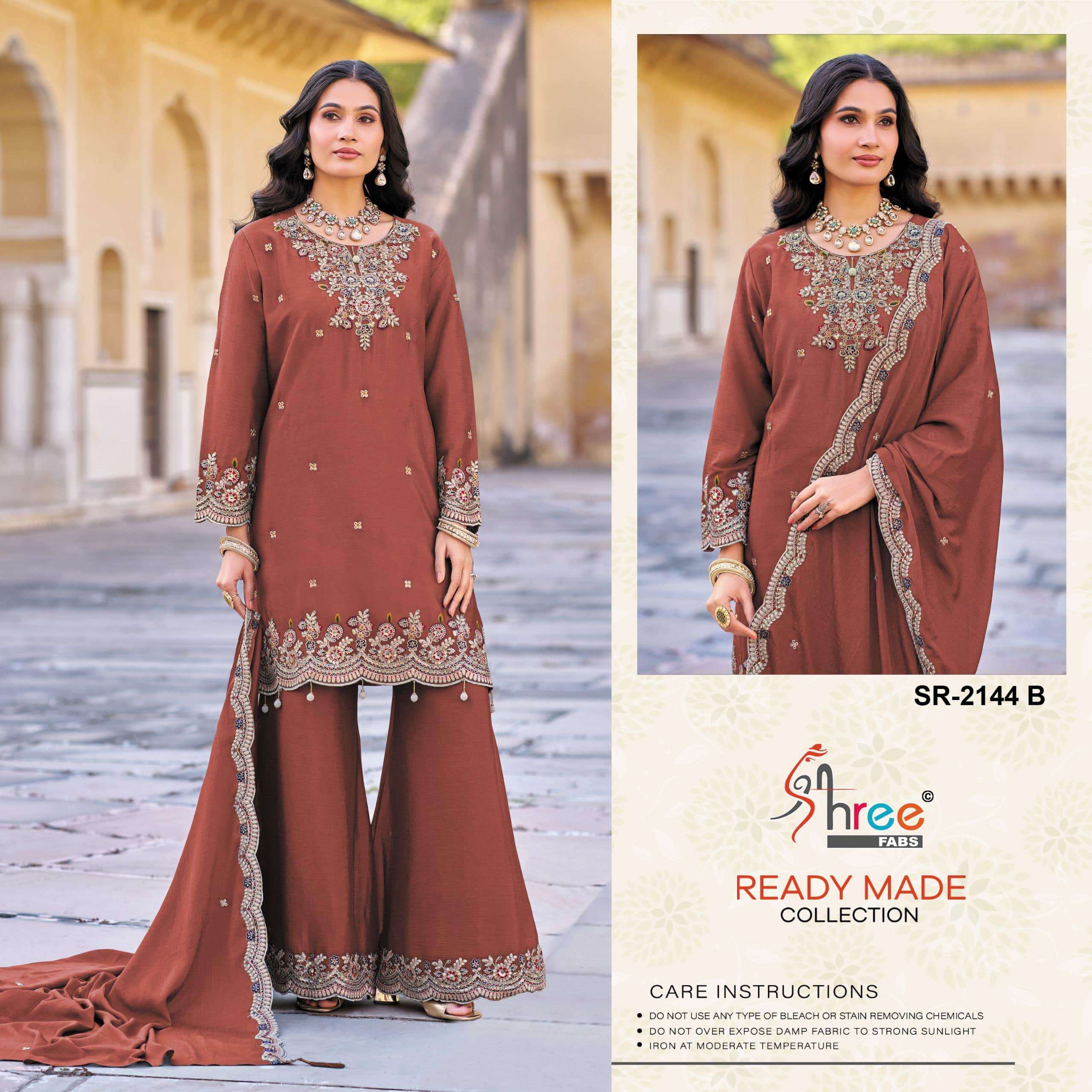 SHREE FAB SR-2144 A TO D SERIES PURE CHINON EMBROIDERY PAKISTANI DRESSES-00011