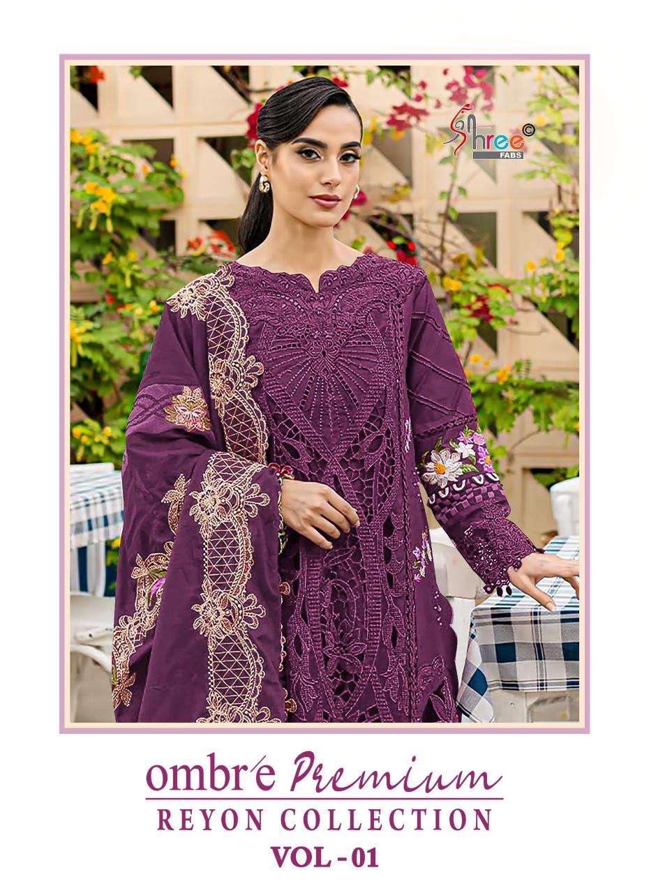 SHREE FABS OMBRE PREMIUM RAYON VOL-01 4076 TO 4080 SERIES PURE VISCOSE RAYON PAKISTANI DRESSES-00201