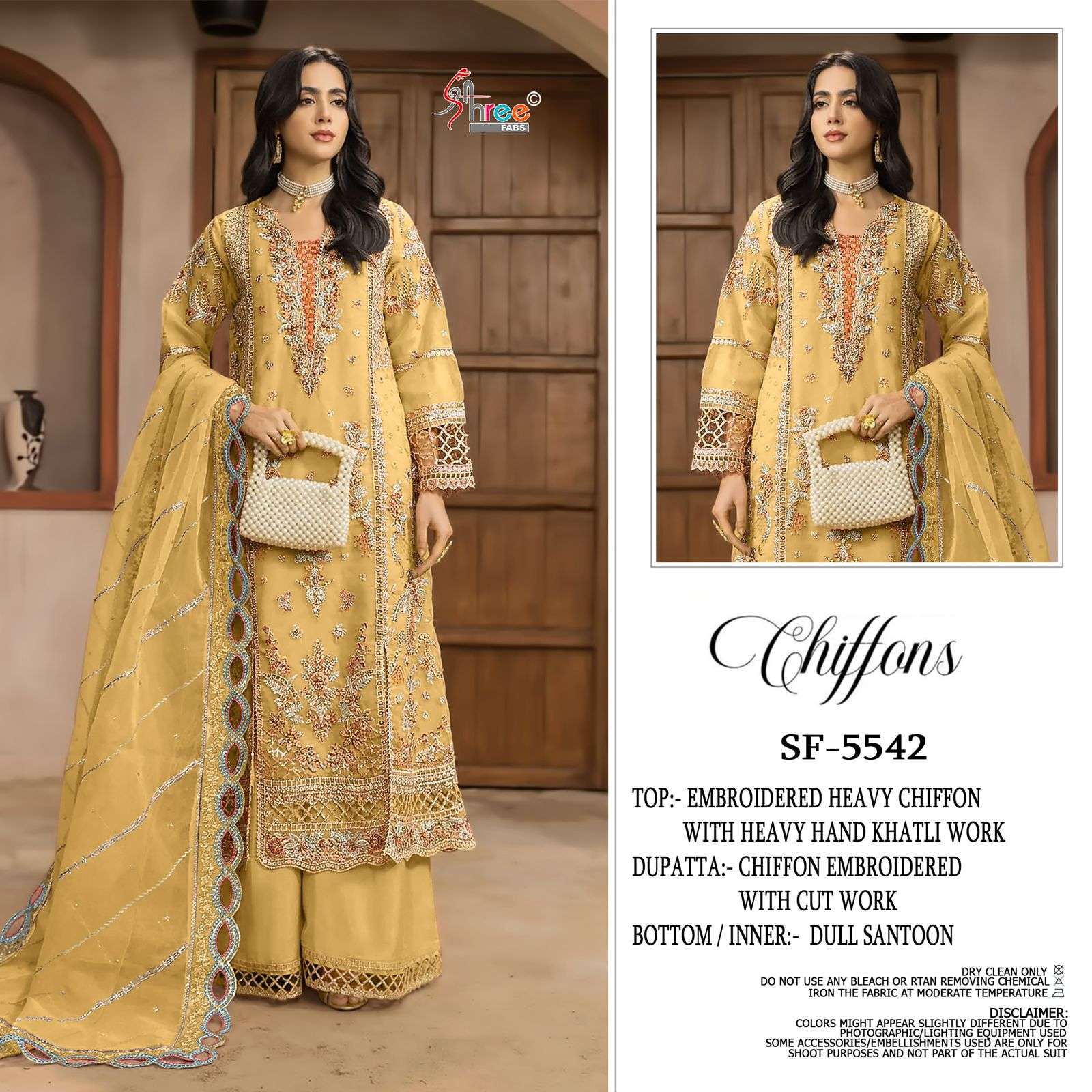 SHREE FABS S-5542 A TO D SERIES PURE CHIFFON EMBROIDERY DRESSES-00201