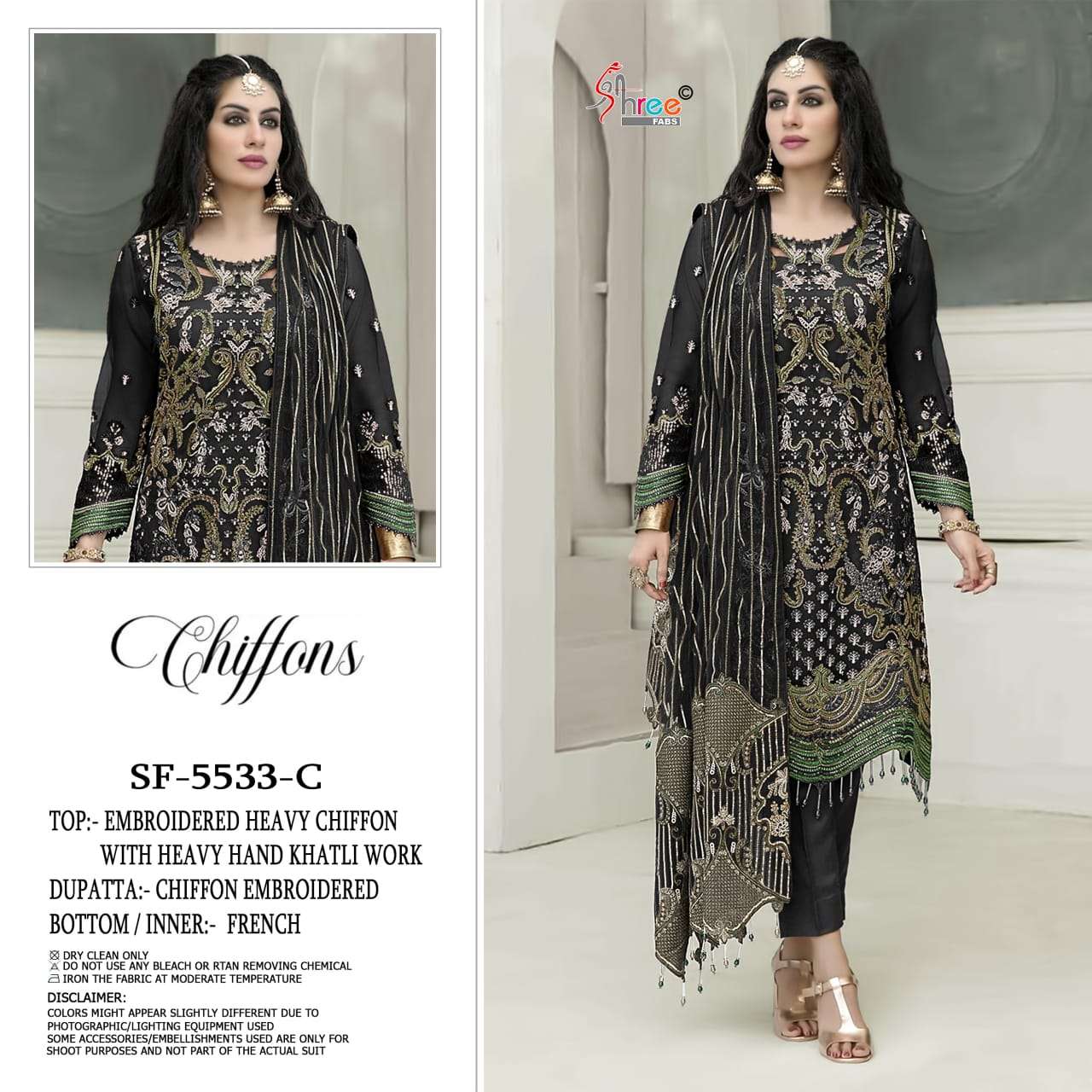 SHREE FABS SF-5533 A TO D SERIES PURE CHIFFON EMBROIDERY PAKISTANI DRESSES-00201