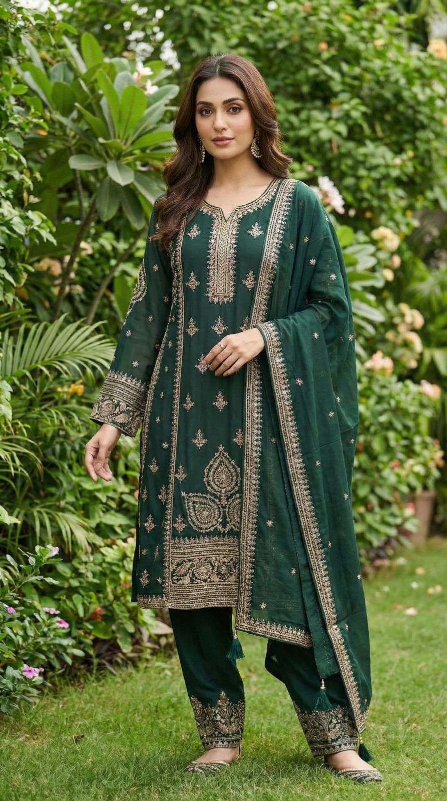 SIMAYA VOL-03 BY ASLIWHOLESALE DESIGNER PURE CHINON SILK EMBROIDERY DRESSES-00150