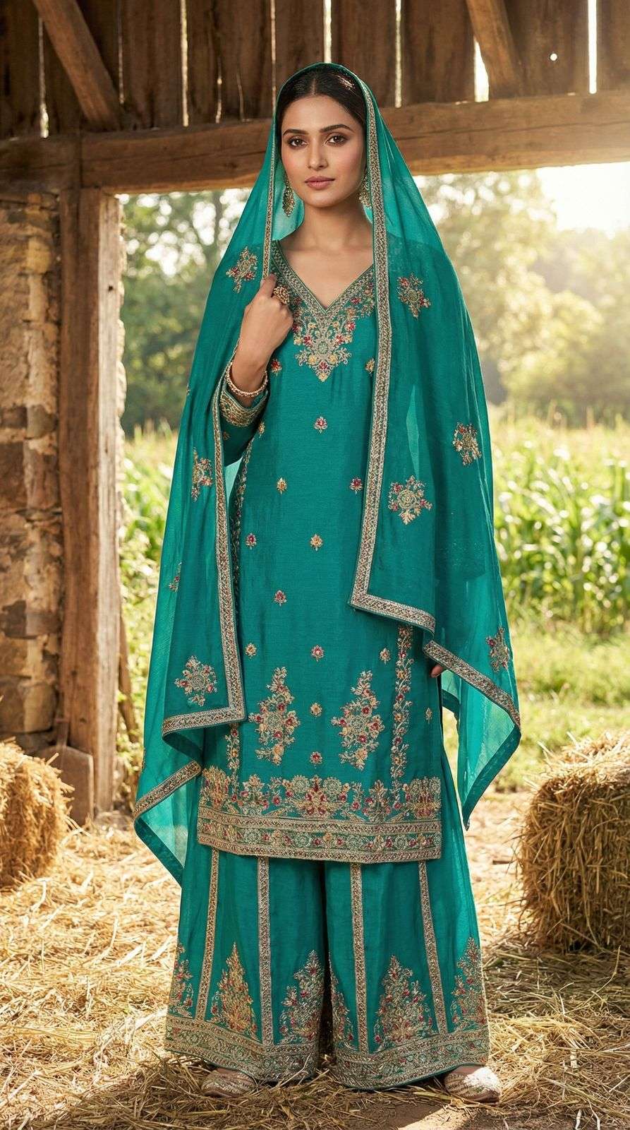 SIMAYA VOL-05 BY ASLIWHOLESALE DESIGNER PURE CHINON SILK EMBROIDERY DRESSES-00150