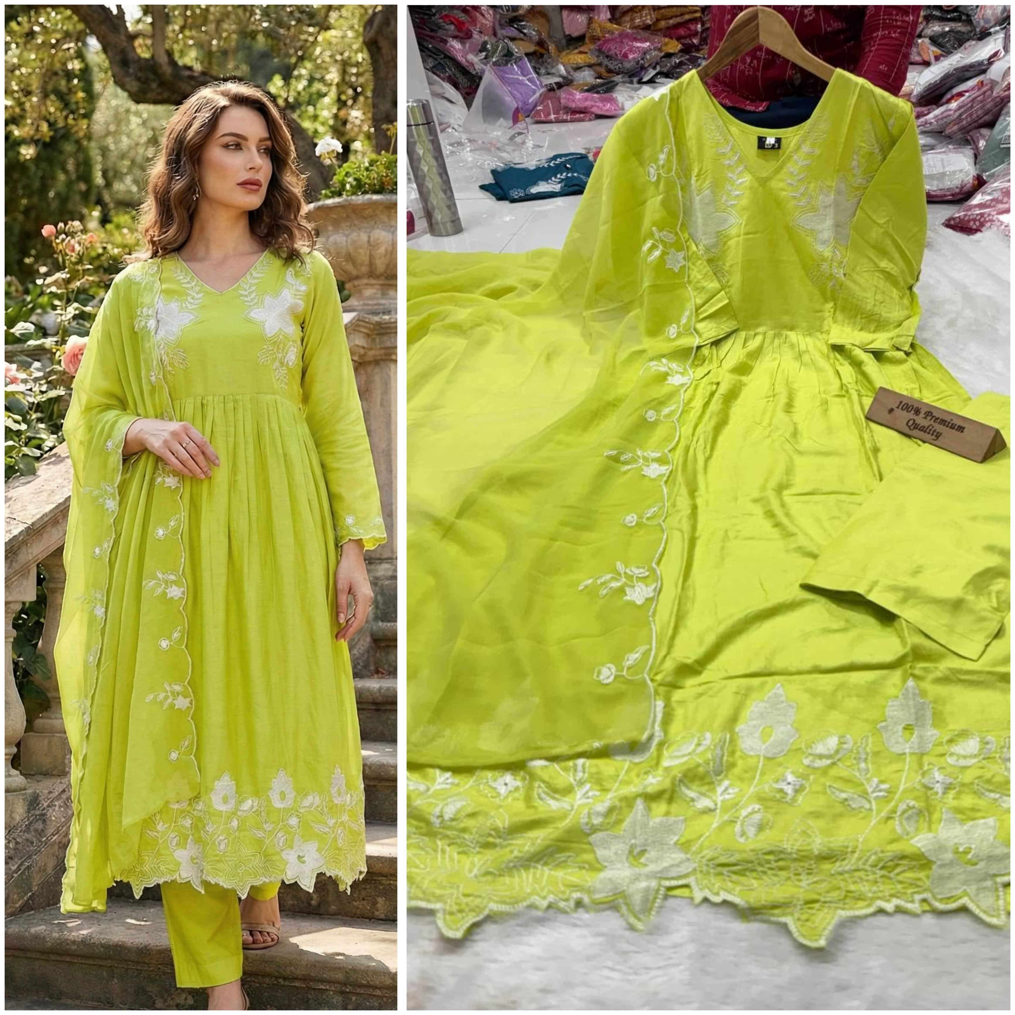SONICA BY ASLIWHOLESALE DESIGNER PURE RAYON COTTON EMBROIDERY DRESSES-00014