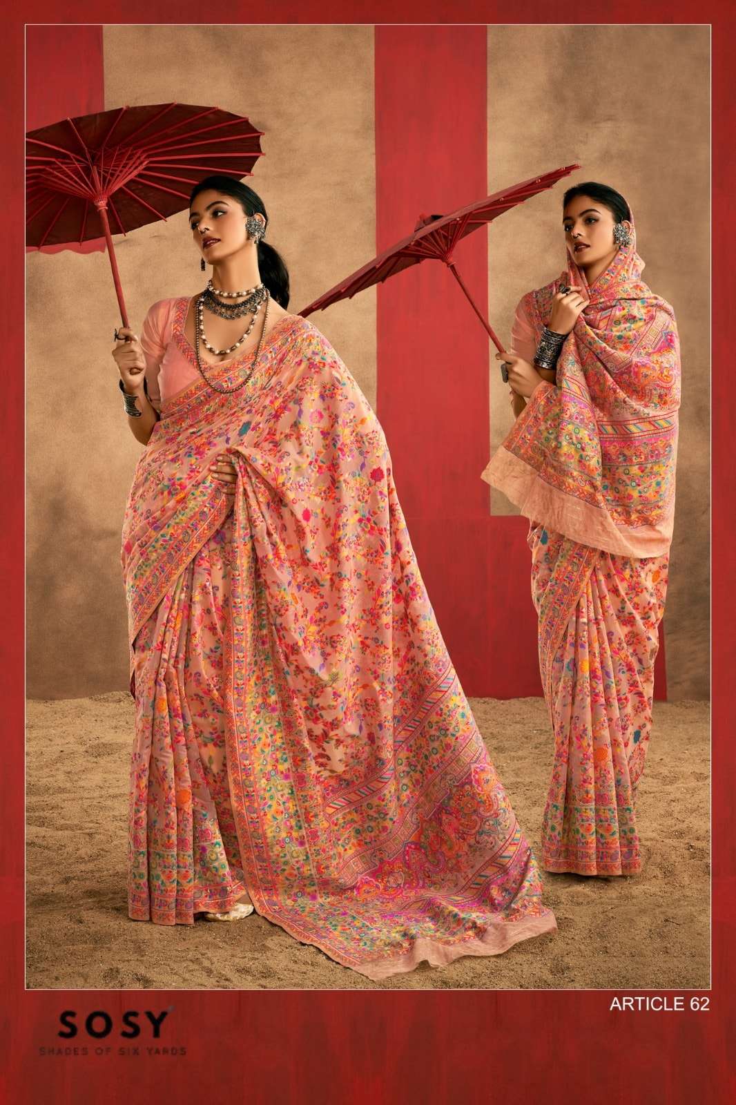 SOSY CHINAR PASHMINA VOL-3 61 TO 66 SERIES PURE COTTON PASHMINA PRINTED SAREES-00137
