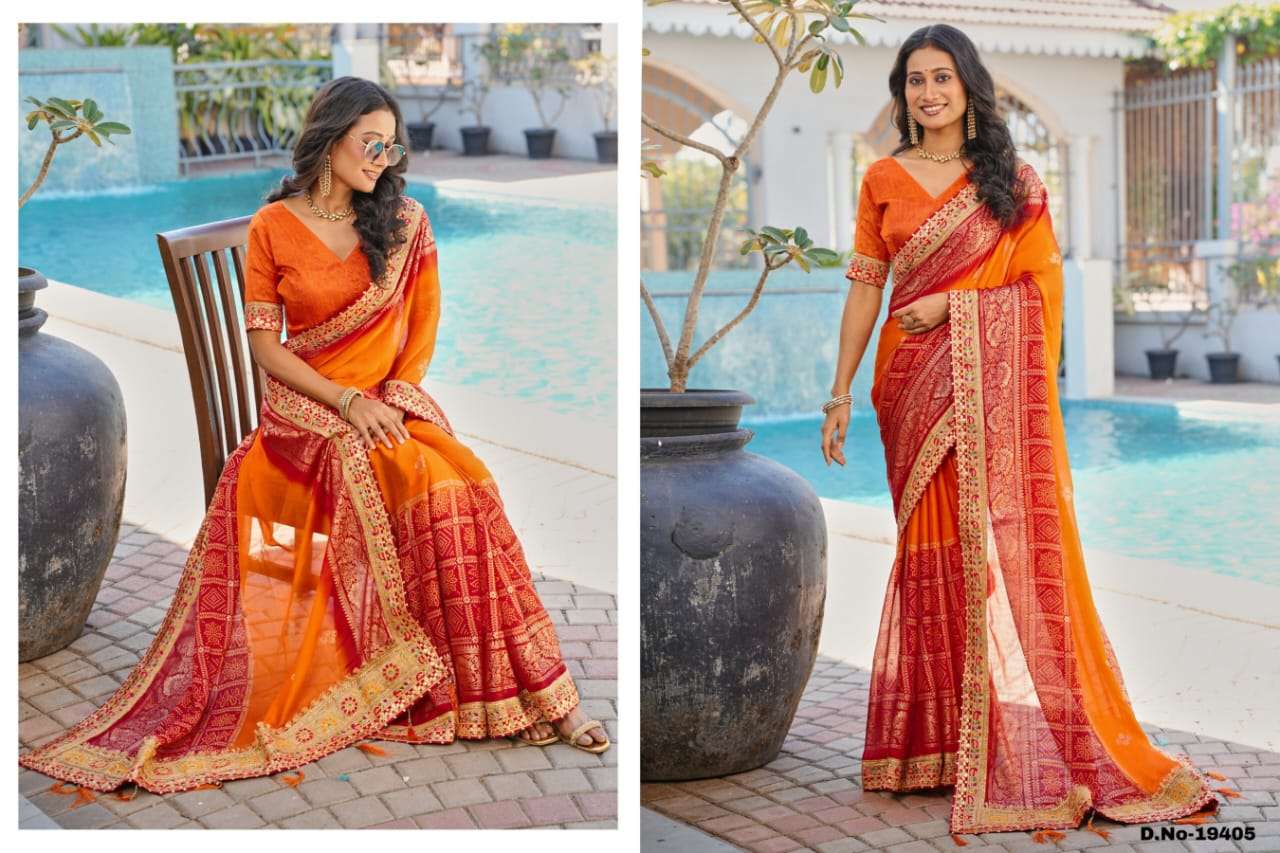  SWARNA 19401 TO 19405 SERIES PURE CHIFFON EMBROIDERY SAREES-00167