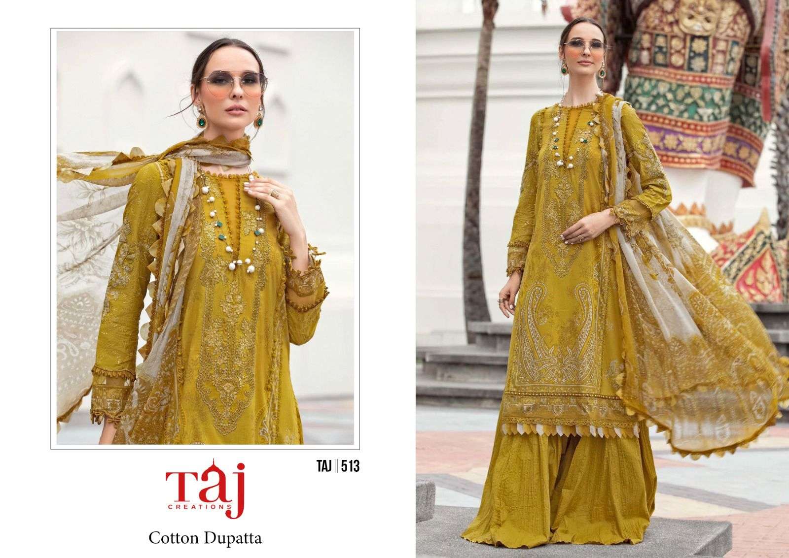 TAJ CREATION 513 SERIES PURE COTTON PRINTED EMBROIDERY PAKISTANI DRESS-00062