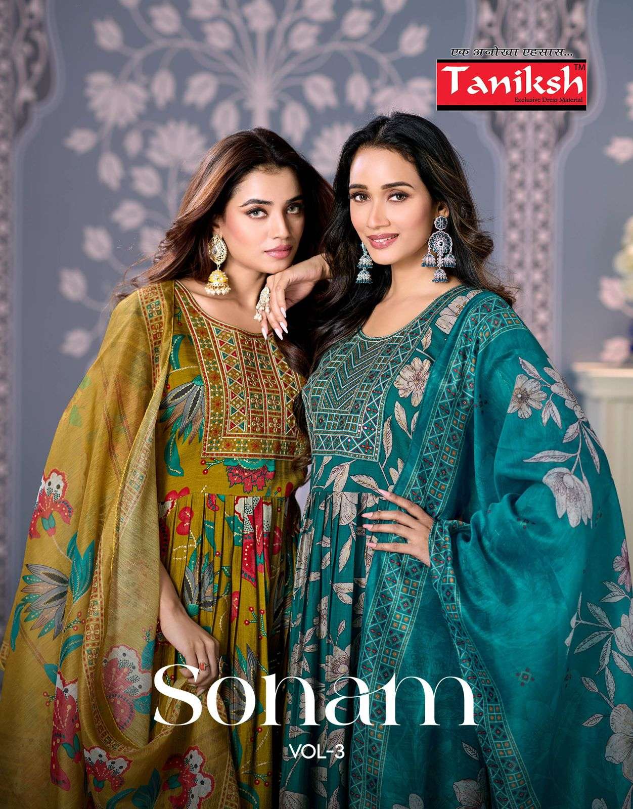 TANIKSH SONAM VOL-03 3001 TO 3008 SERIES PURE VERTICAN EMBROIDERY DRESSES-00140