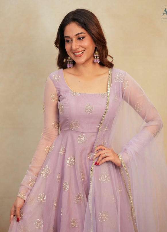 TD-196 BY ASLIWHOLESALE DESIGNER PURE ORGANZA EMBROIDERY DRESSES-00235
