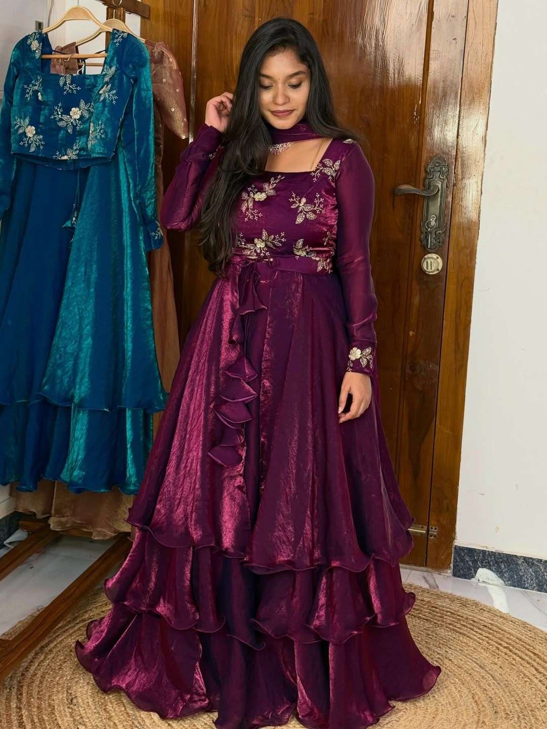 TD-6100 BY ASLIWHOLESALE DESIGNER PURE SATIN EMBROIDERY LEHENGAS-00235