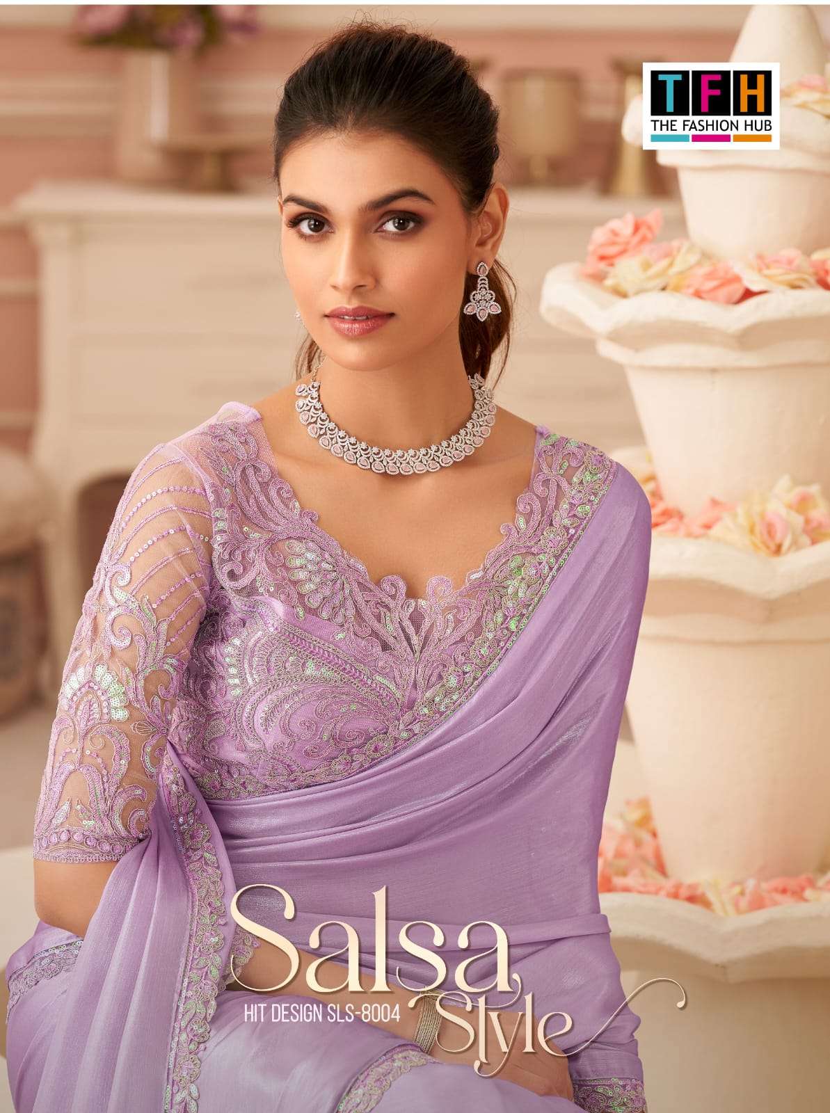 TFH SALSA STYLE 8004 A TO F SERIES PURE CHIFFON SAREES-00004
