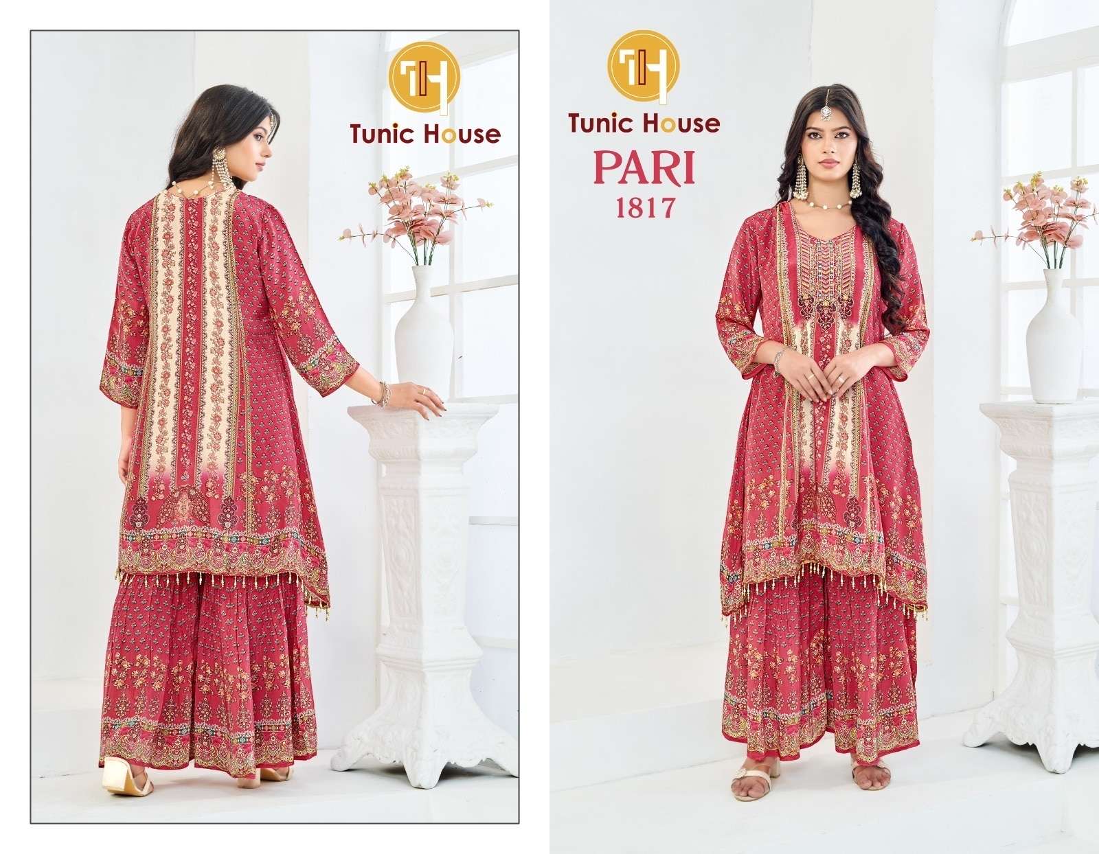 TUNIC PARI SHARARA 1815 TO 1819 SERIES PURE CREPE PRINTED DRESSES-00074