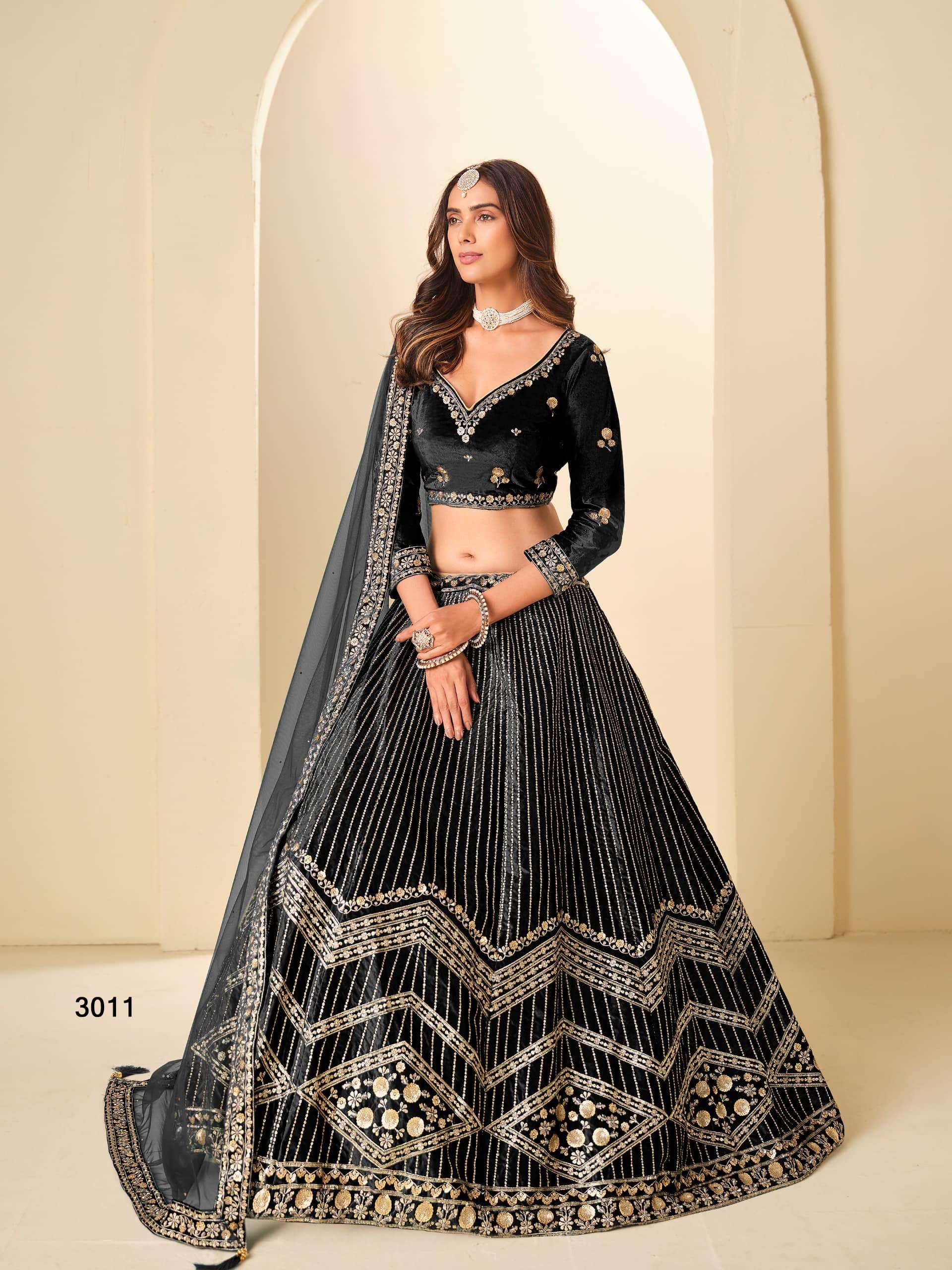 TWISHA MEHVISH VOL-31 3011 TO 3014 SERIES PURE VELVET EMBROIDERY LEHENGAS-00274