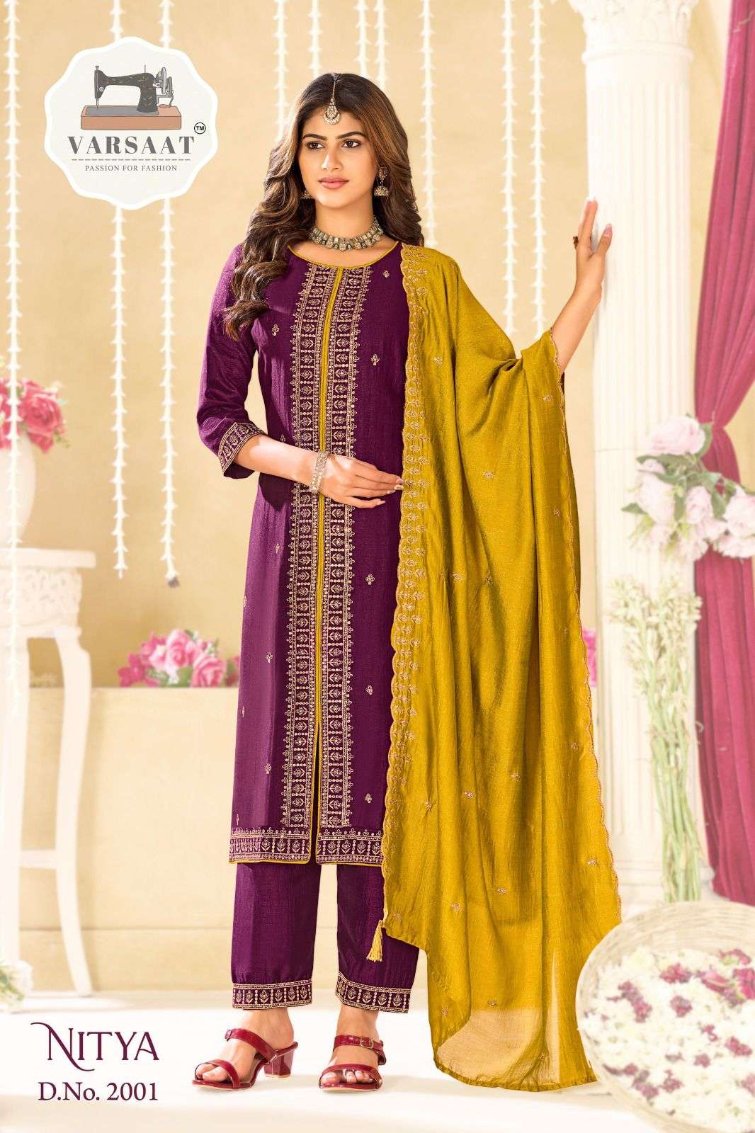 VARSAAT NITYA 2001 TO 2006 SERIES PURE SILK EMBROIDERY DRESSES-00011