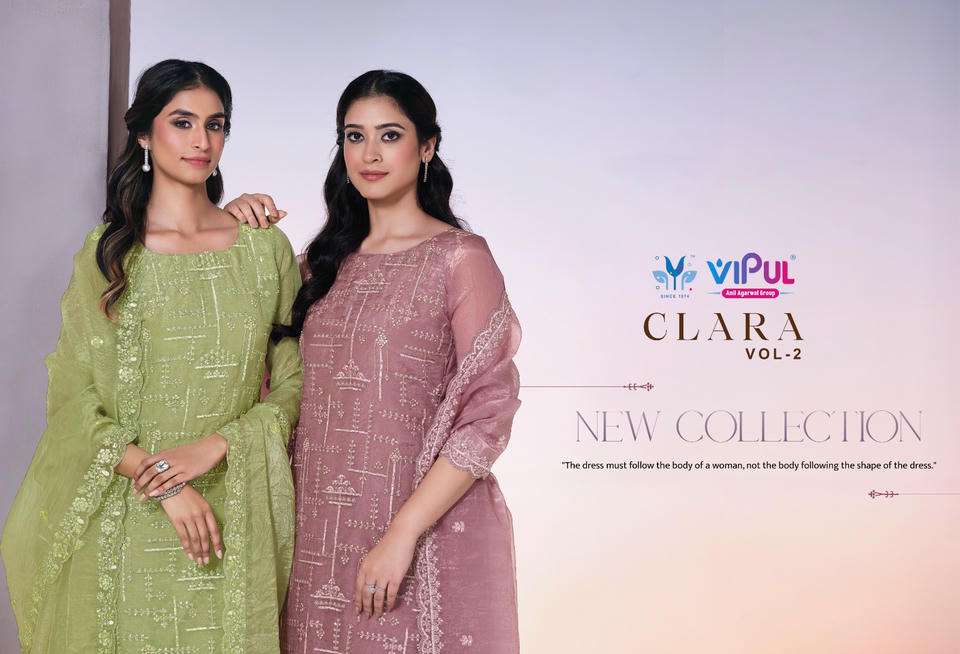 VIPUL CLARA VOL-2 PURE ORGANZA EMBROIDERY DRESSES-00402