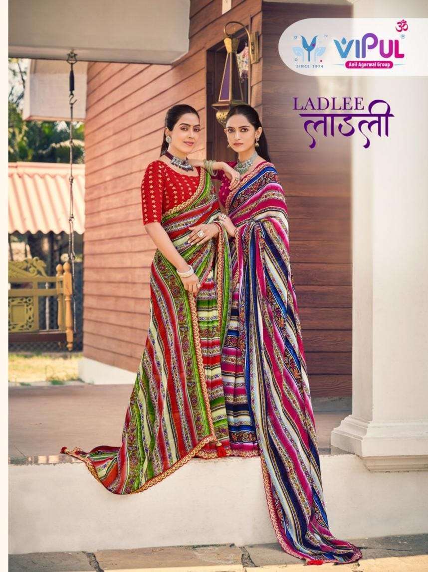 VIPUL LAADLE  88920 TO 88925 SERIES PURE WEIGHTLESS PRINTED EMBROIDERY SAREES-00137