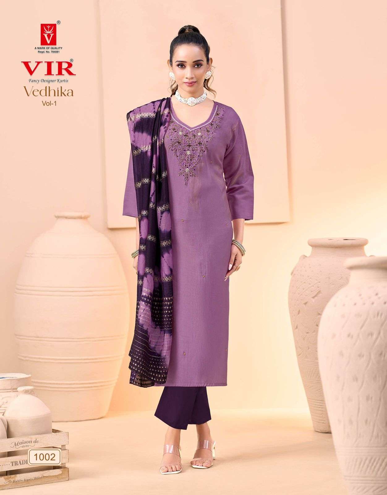 VIR VEDHIKA VOL-01 1001 TO 1008 SERIES PURE VERTICAN EMBROIDERY DRESSES-00140