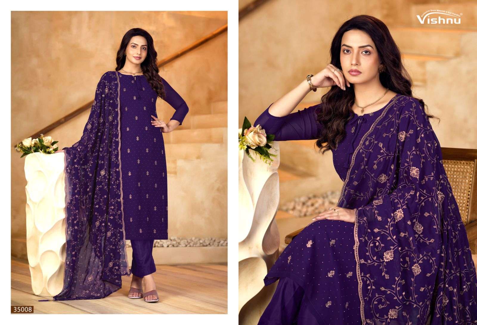 VISHNU SHABNAM 35001TO 35009 SERIES PURE FAUX GEORGETTE EMBROIDERY DRESSES-00011
