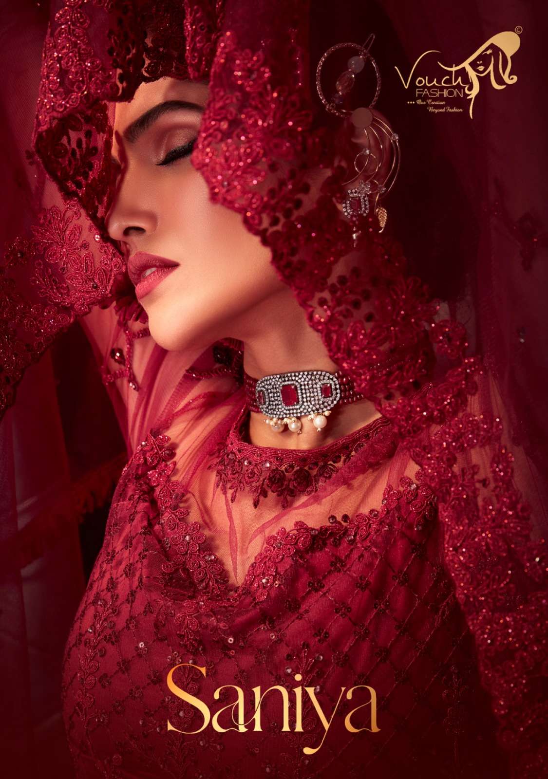 VOUCH FASHION SANIYA VOL-01 60001 TO 60004 SERIES PURE NET SILK HEAVY WORKS LEHENGAS-00028