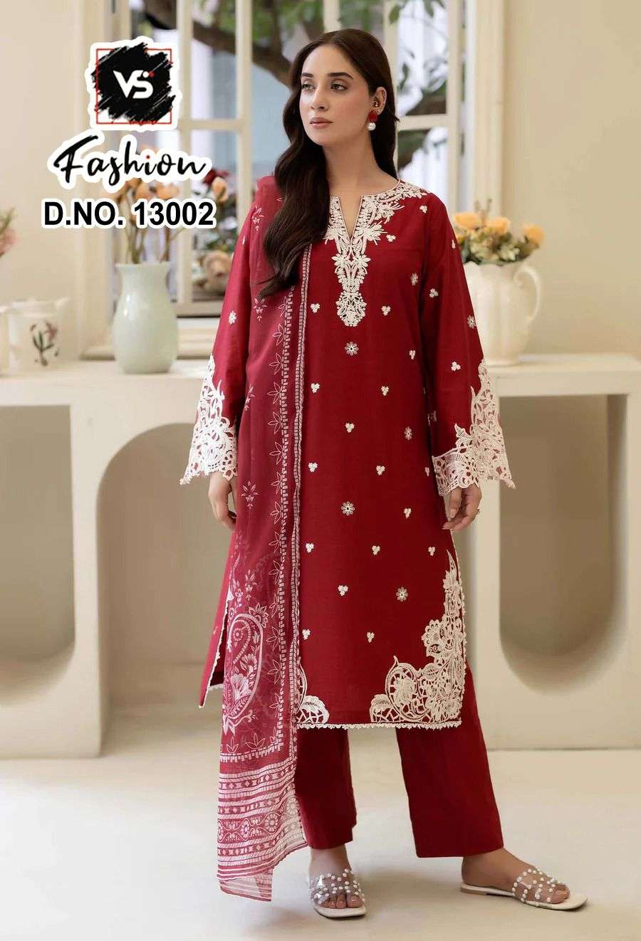 VS.FASHION 13002 PURE GEORGETTE  EMBROIDERY PAKISTANI DRESSES - 00312