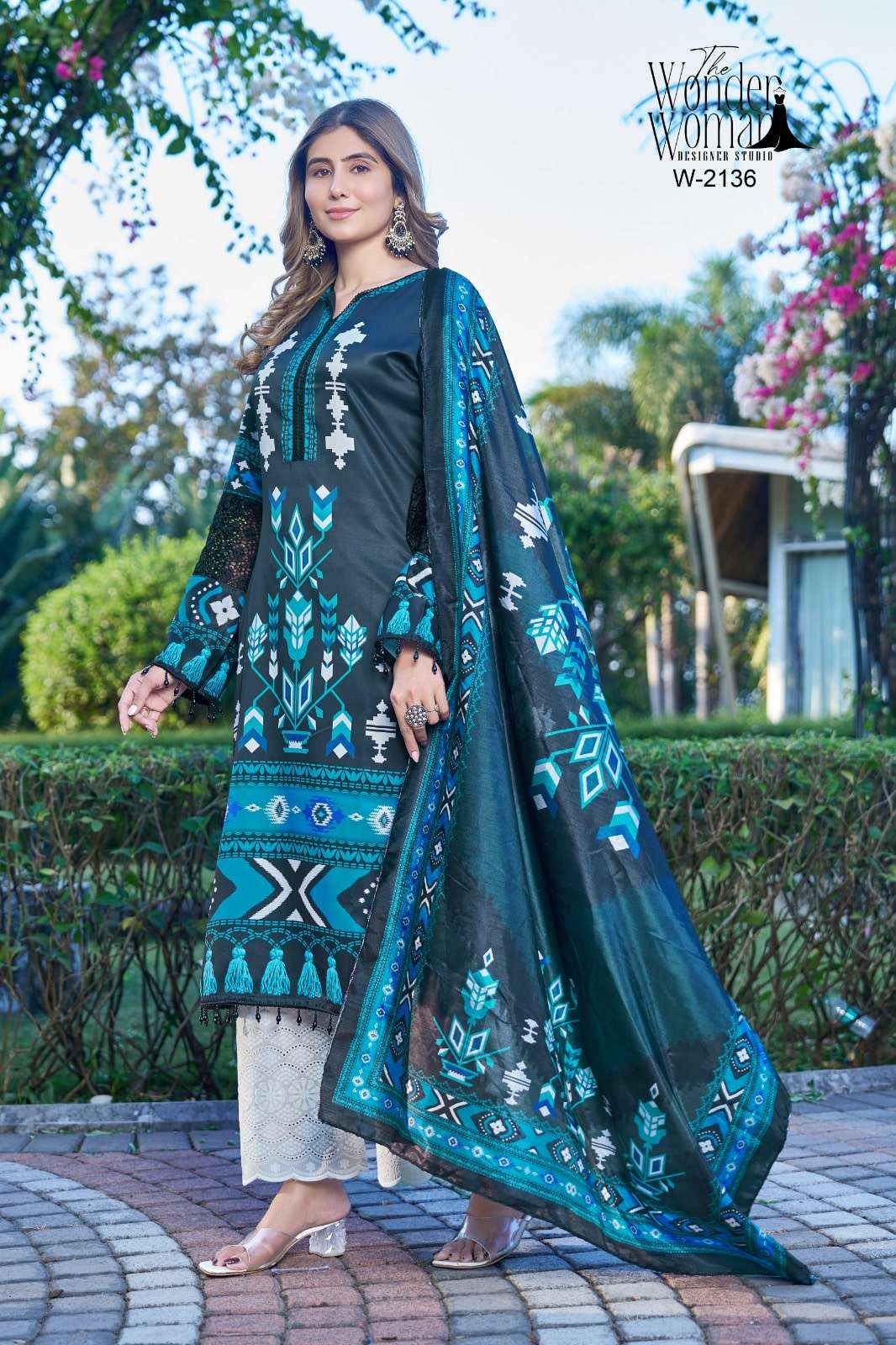 W-2136 COLOUR BY ASLIWHOLESALE DESIGNER PURE COTTON SATIN PRINTED PAKISTANI DRESS-00028