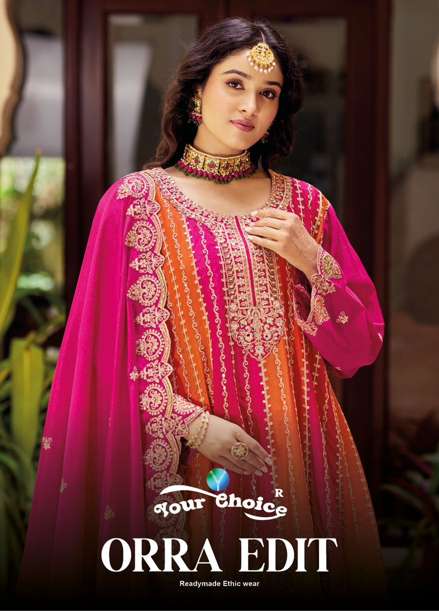 YOUR CHOICE ORRA VOL-04 1001 TO 1002 SERIES PURE CHINON EMBROIDERY DRESSES-00028