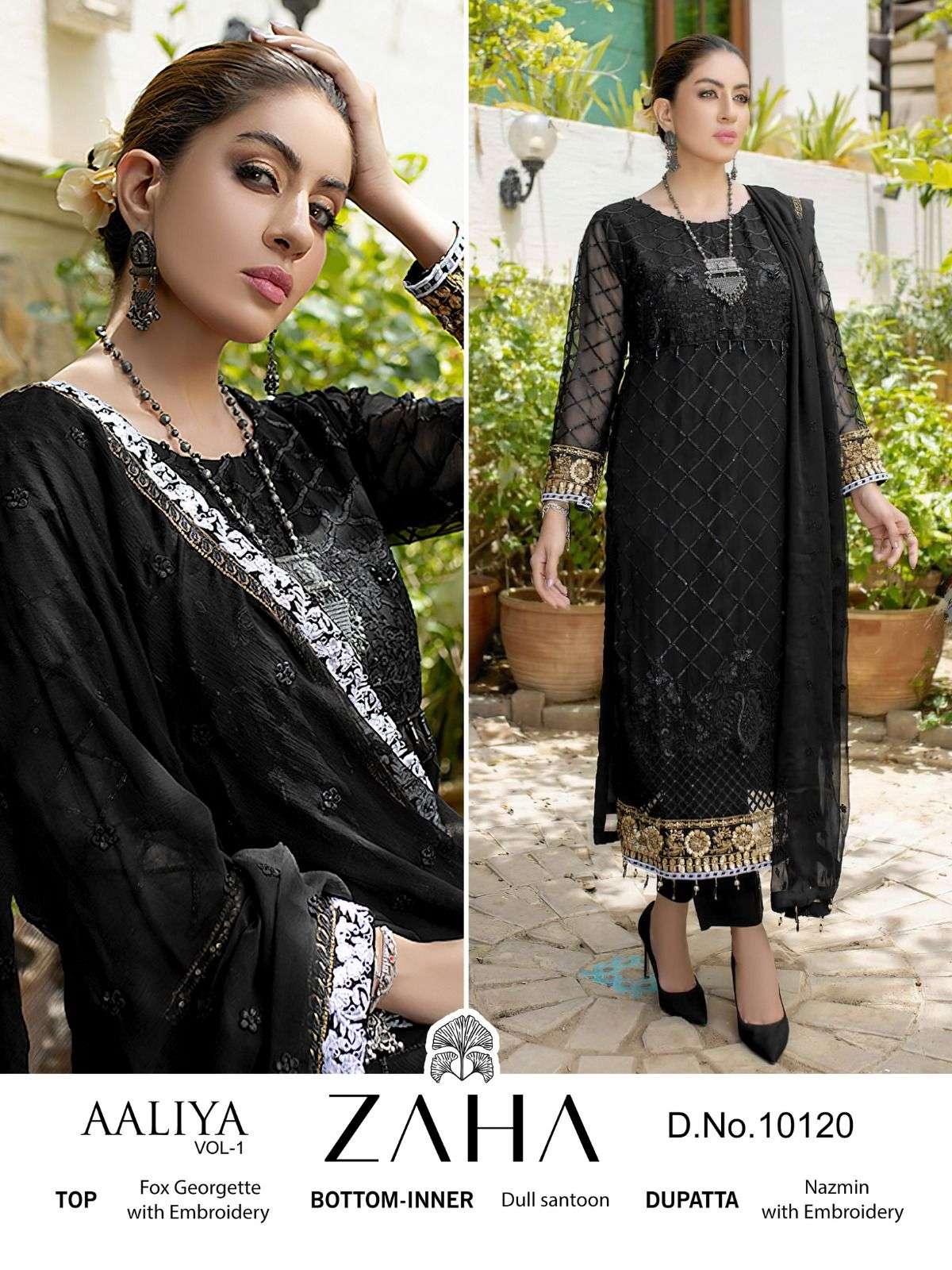 ZAHA AALIYA 10120 A TO B SERIES PURE GEORGETTE EMBROIDERY PAKISTANI DRESSES-00201