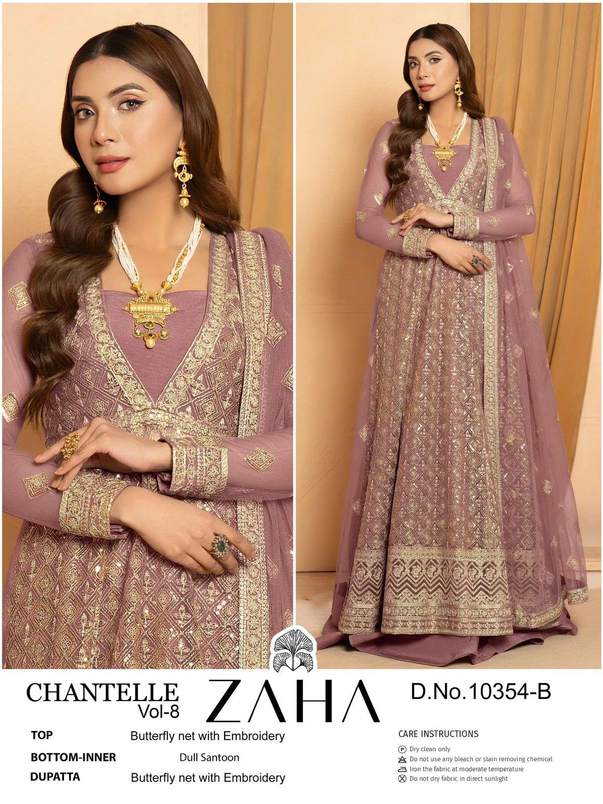 ZAHA CHANTELLE VOL-08 10354 A TO B SERIES PURE NET EMBROIDERY PAKISTANI DRESSES-00201