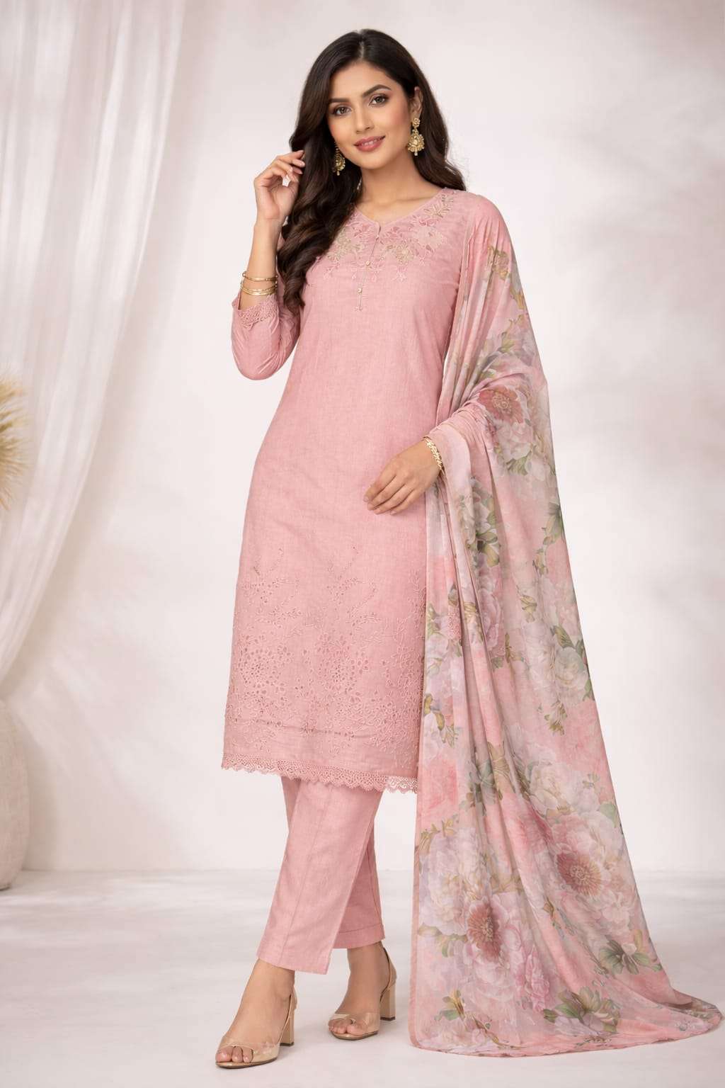 ZARNA BY ASLIWHOLESALE DESIGNER PURE CHIFFON EMBROIDERY DRESSES-00318