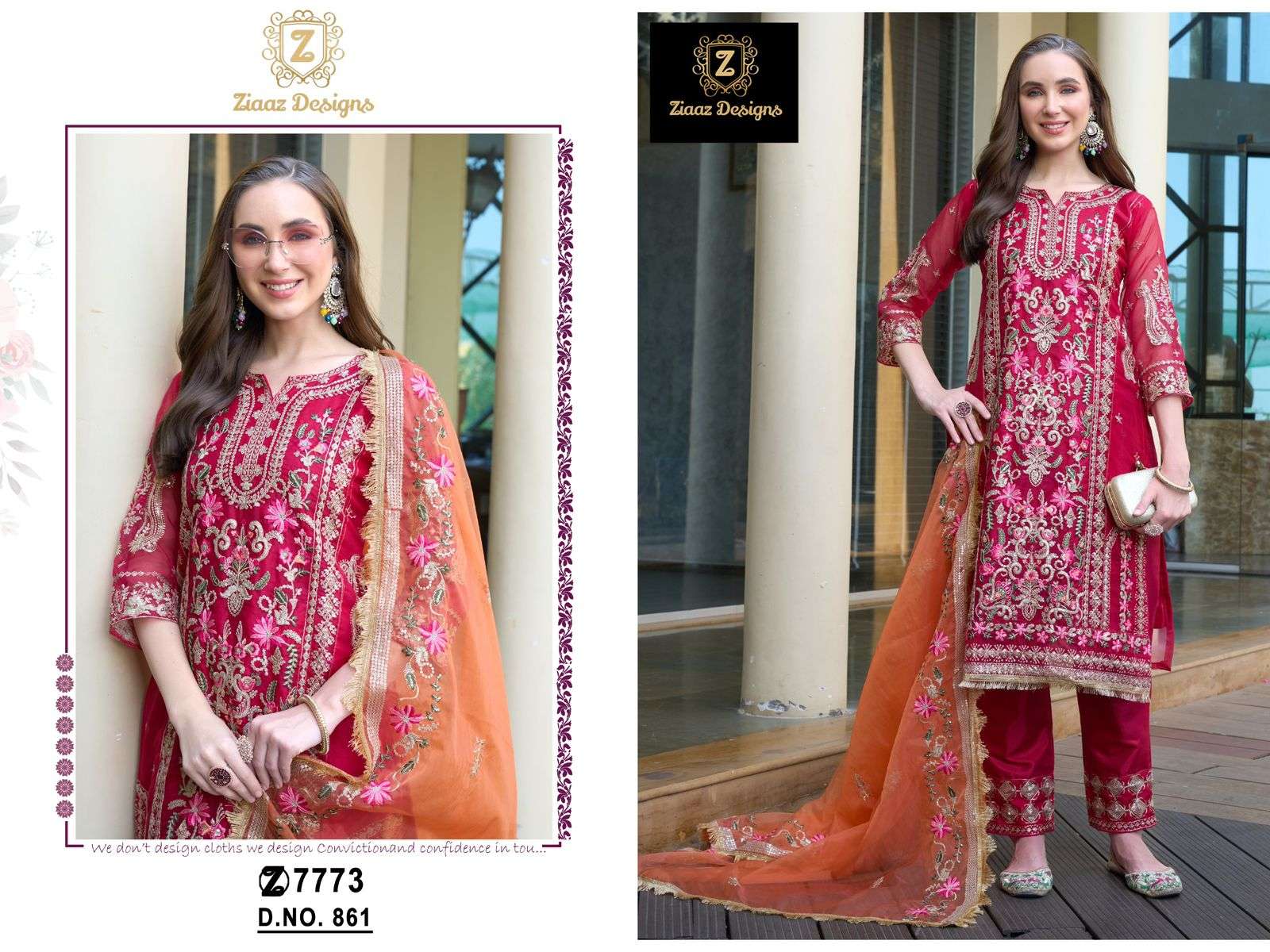 ZIAAZ 861 PURE ORGANZA EMBROIDERY PAKISTANI DRESS-00201
