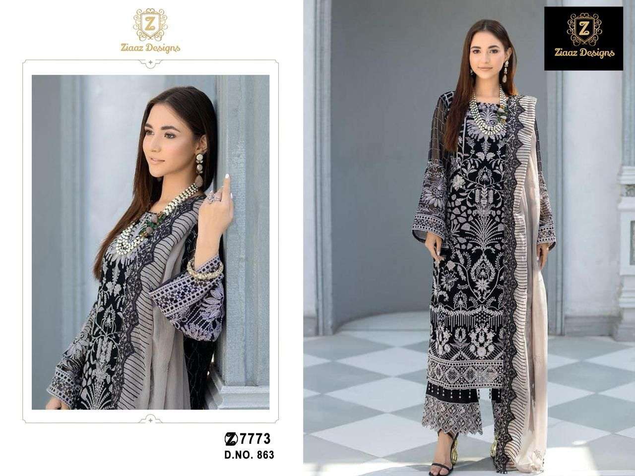 ZIAAZ 863 PURE ORGANZA EMBROIDERY PAKISTANI DRESS-00201
