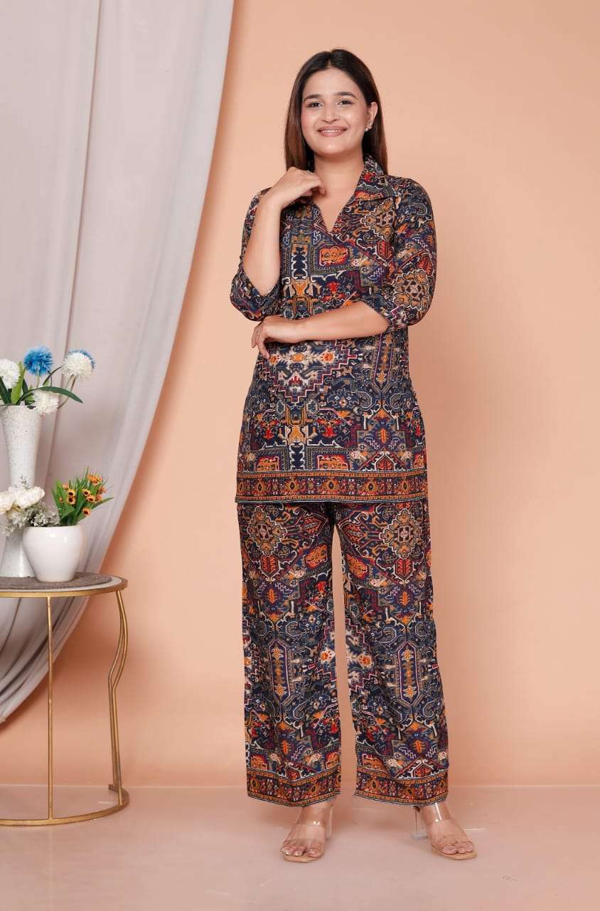 ZISA BY ASLIWHOLESALE DESIGNER PURE RAYON PRINTED CO-ORD SET -00265