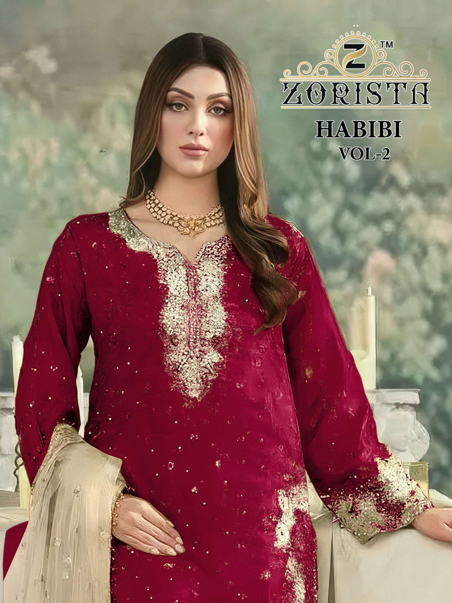 ZORISTA HABIBI VOL-02 10022-F TO 10022-K SERIES PURE JIMMY CHOO EMBROIDERY PAKISTANI DRESSES-00011