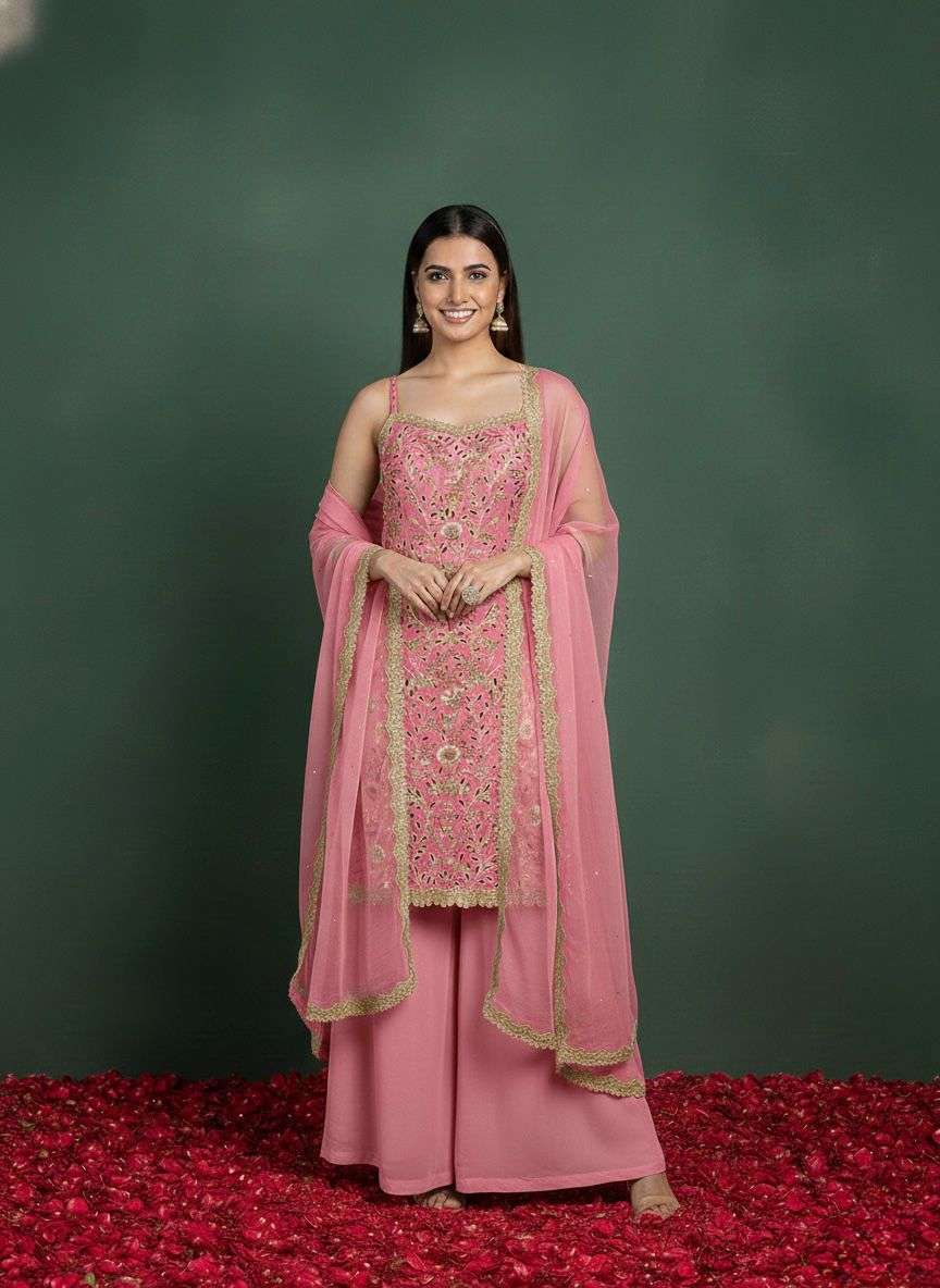 1002 COLOUR BY ASLIWHOLESALE FAUX GEORGETTE EMBROIDERY DRESSES-00314