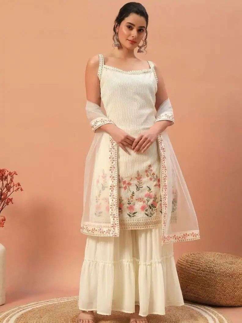 1043 COLOUR BY ASLIWHOLESALE FAUX GEORGETTE SEMI-STITCHED DRESSES-00319
