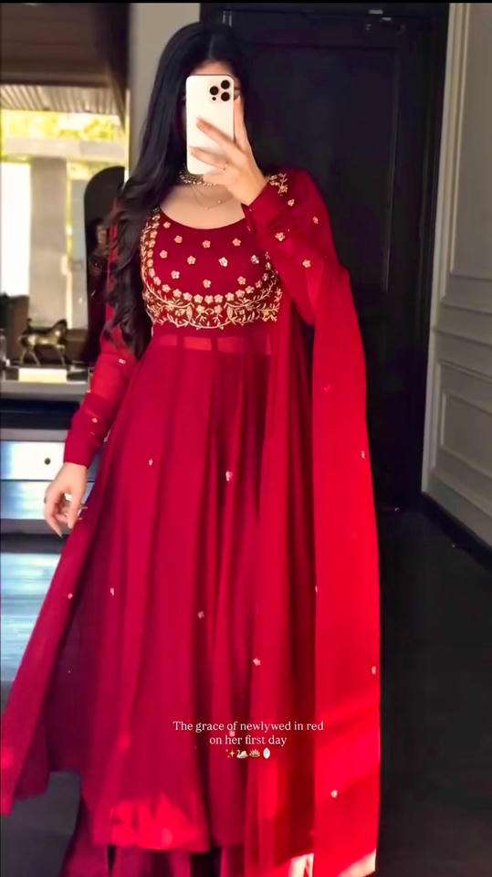 1567 HIT COLOUR BY ASLIWHOLESALE FAUX GEORGETTE ANARKALI SUIT WITH DUPATTA -00241