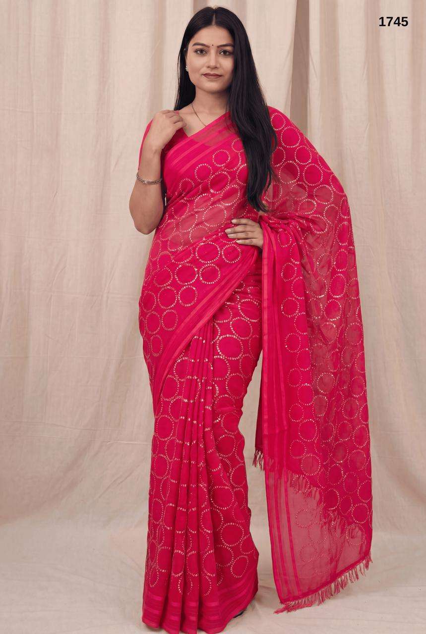1745 COLOUR BY ASLIWHOLESALE GEORGETTE EMBROIDERY SAREES -00103