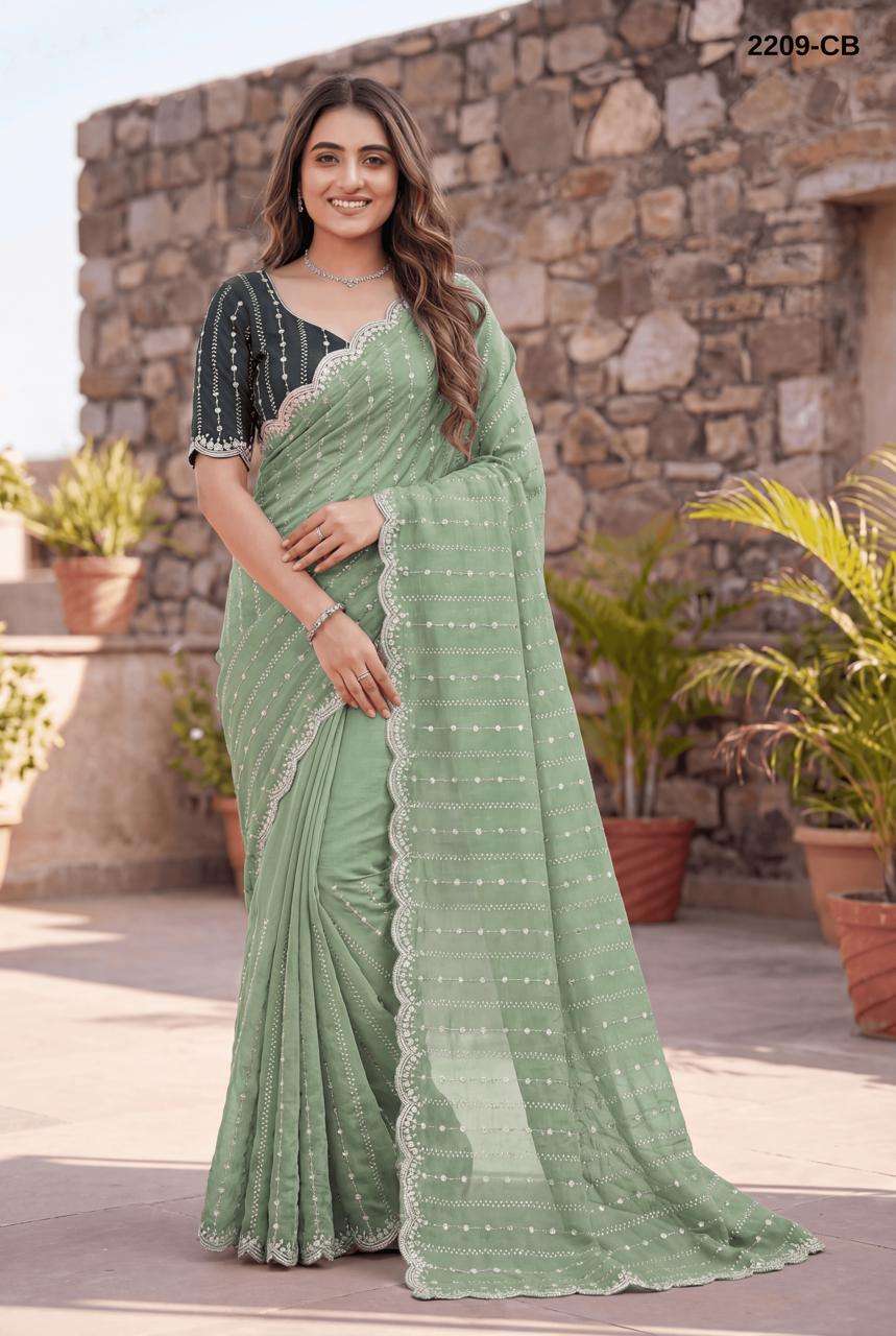 2209 COLOUR BY ASLIWHOLESALE DESIGNER SILK EMBROIDERY SAREES-00103
