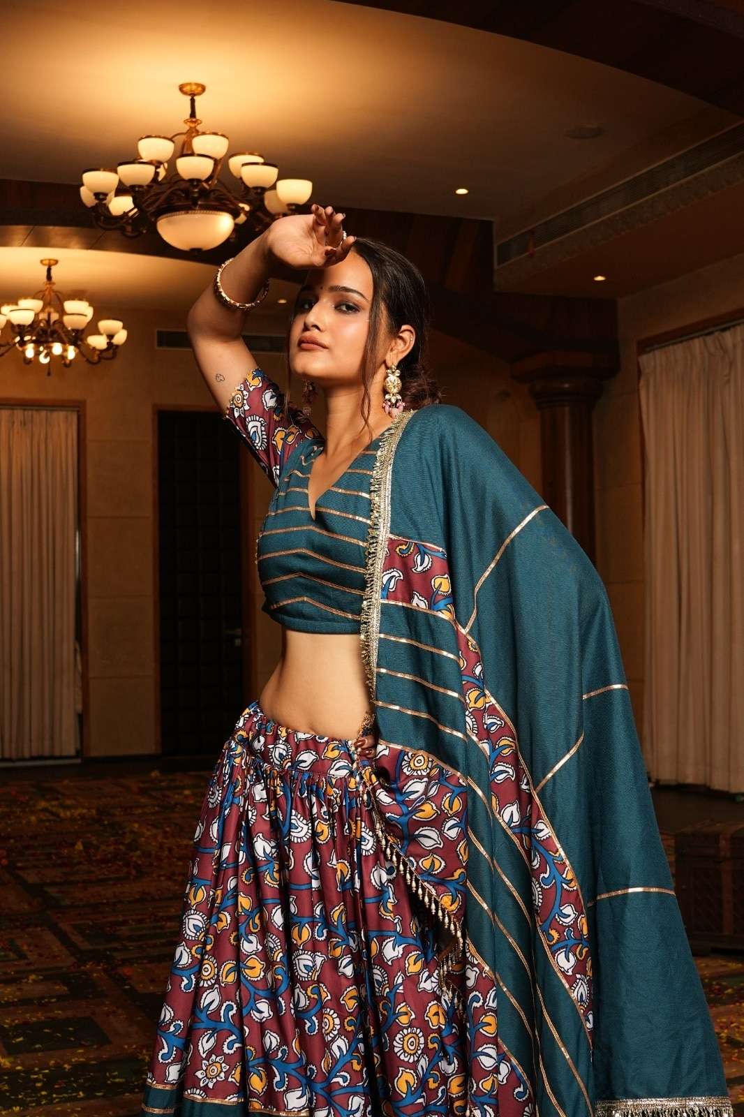 25 SERIES BY ASLIWHOLESALE CREPE PRINTED SEMI-STITCHED LEHENGAS-00265