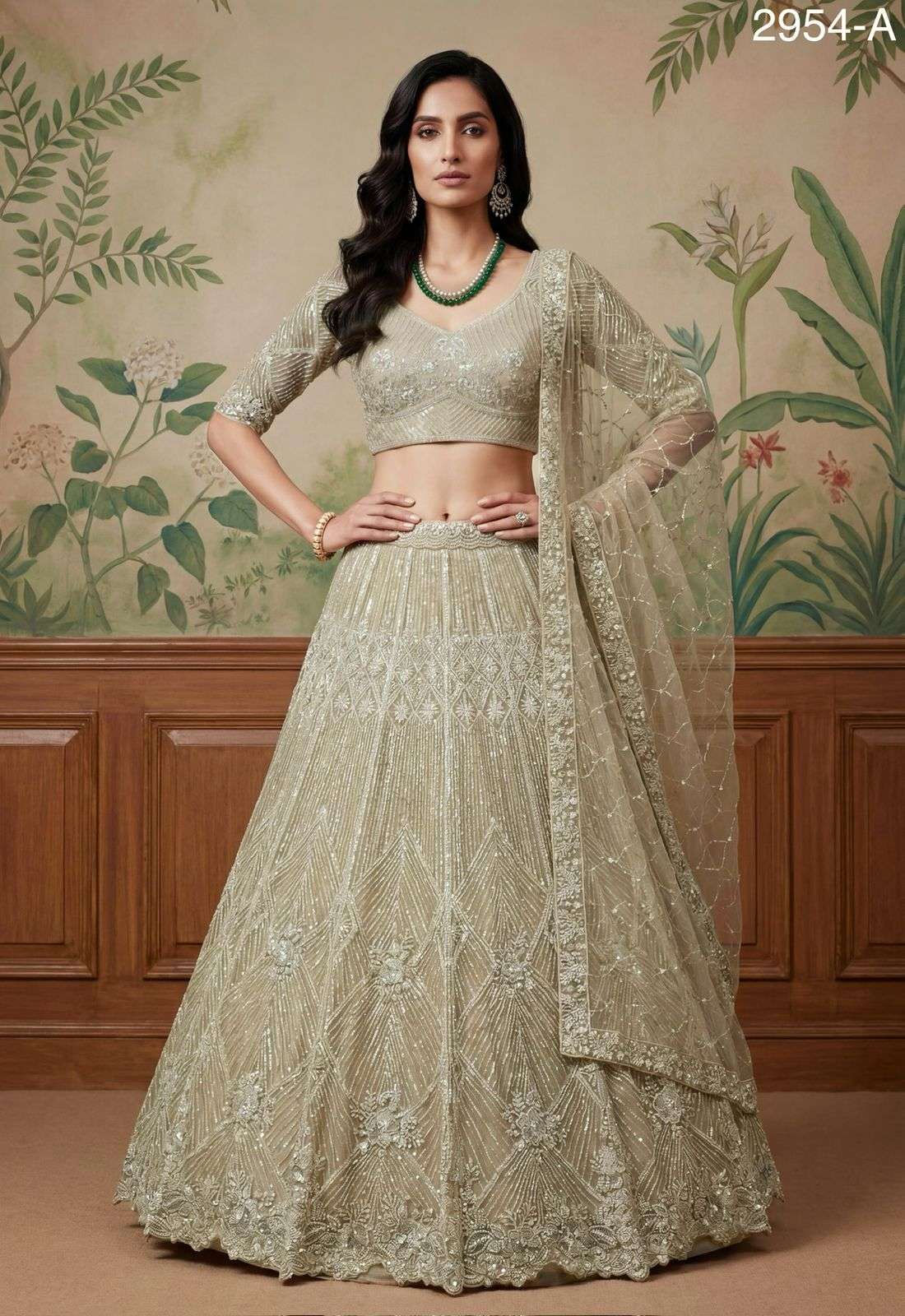 2954 HIT COLOUR BY ASLIWHOLESALE NET EMBROIDERY LEHENGAS-00130